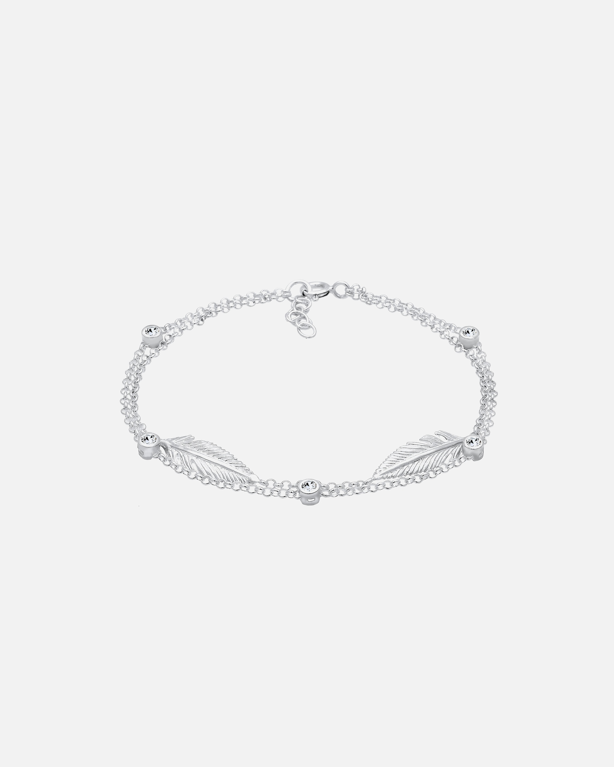 Bracelet pour Femme Elli Femmes pendentif plume Layer avec cristaux en argent sterling 925 16