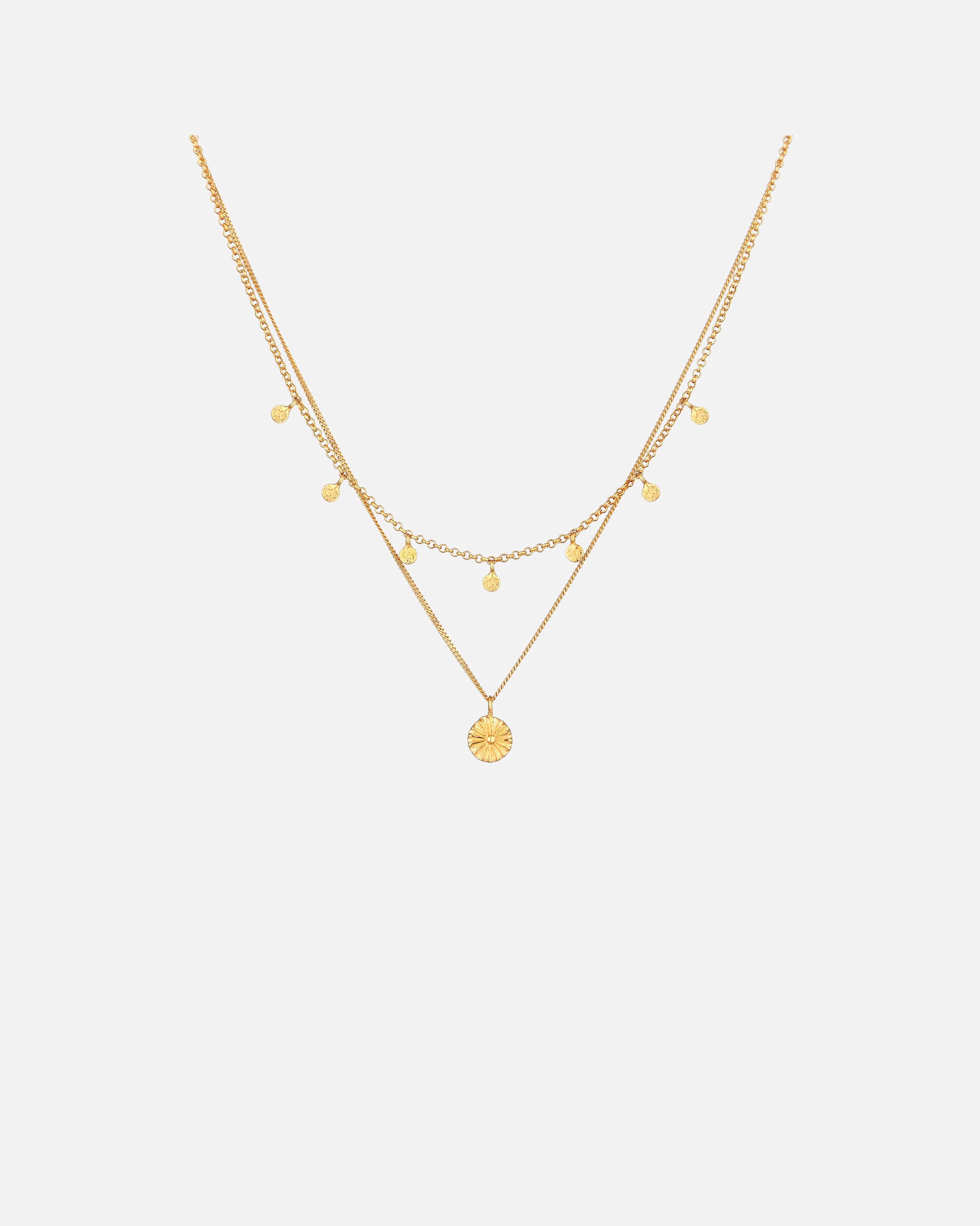 Collier pour Femme Elli Layer Plättchen Disc Sonne 925 Silber goldfarben