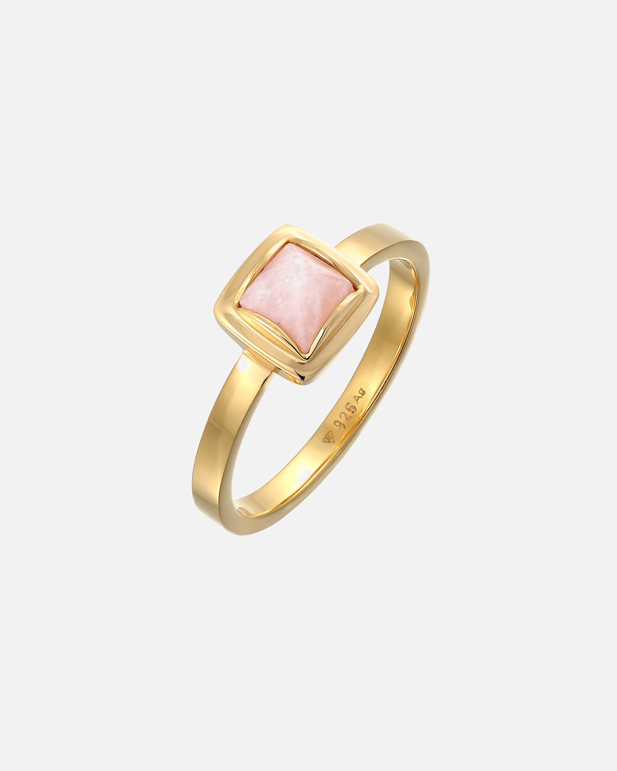Bague pour Femme Elli PREMIUM Elli PREMIUM Ring Solitär Rosa Quarz Pyramid 925 Silber vergoldet 54