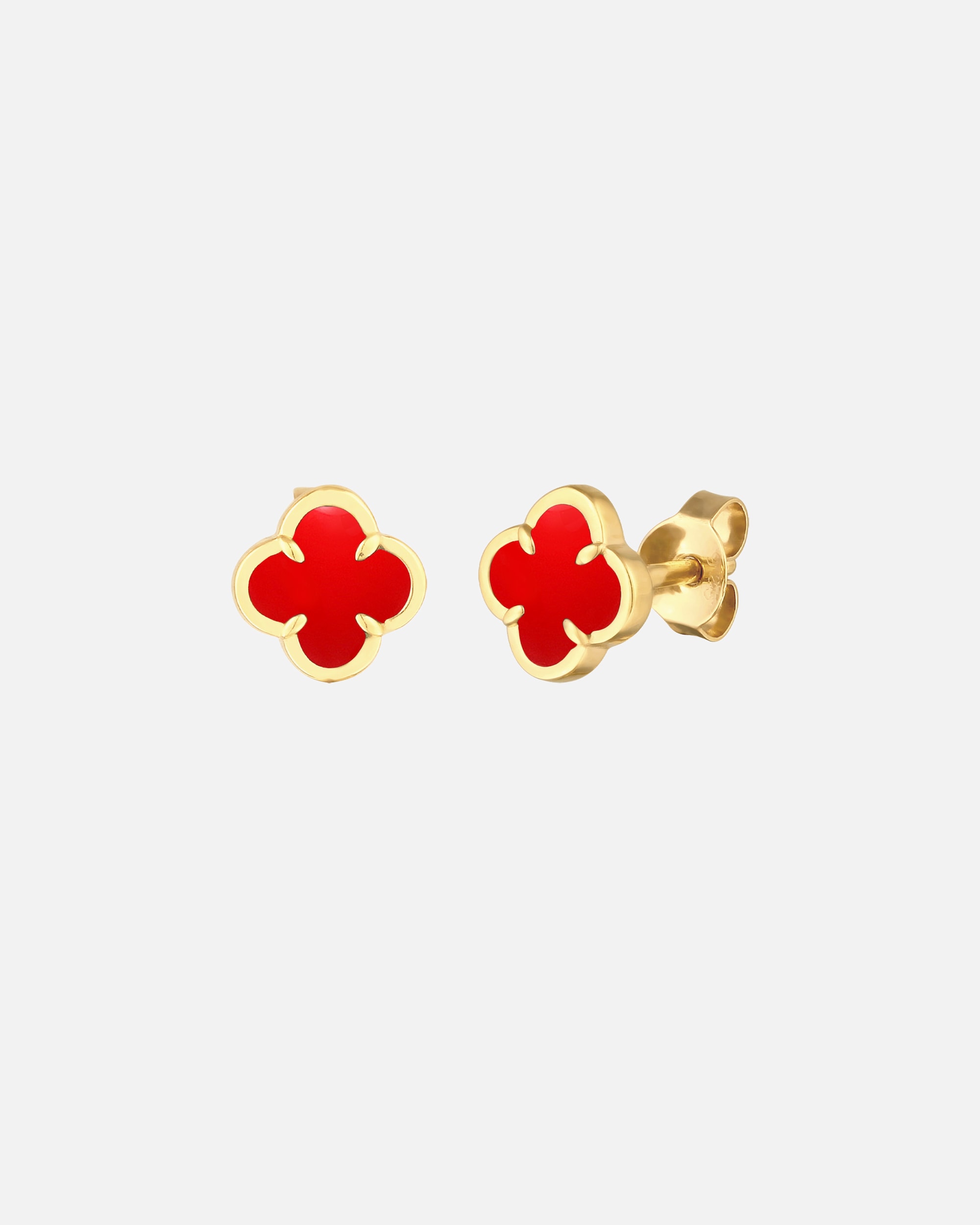 Boucles d'oreilles pour Femme Elli Clou d'oreille Trèfle 925 Sterling Silver Gold-plated Rouge