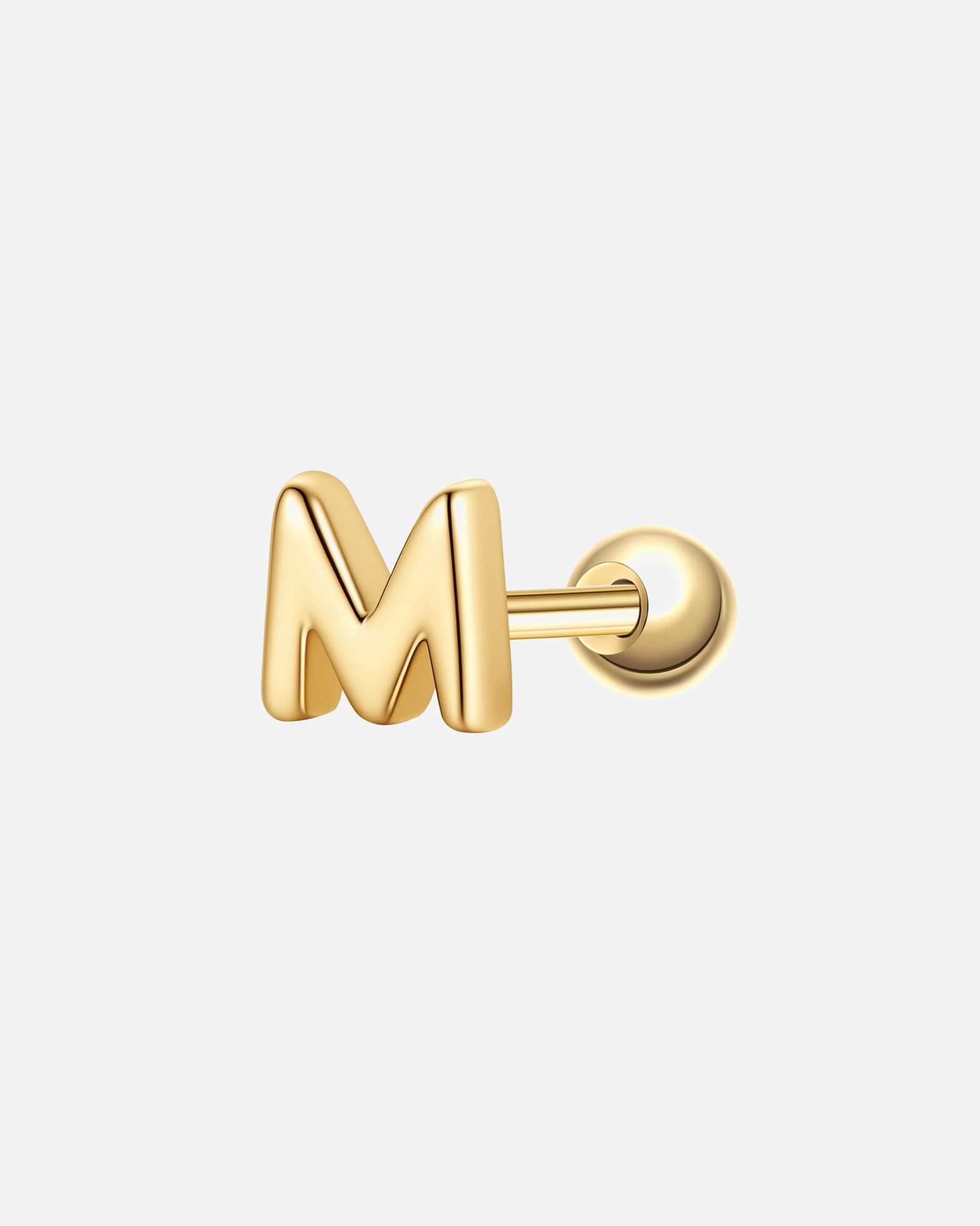 Boucles d'oreilles pour Femme Glanzstücke München Piercing Lettre M en argent sterling en or jaune 3,8 mm