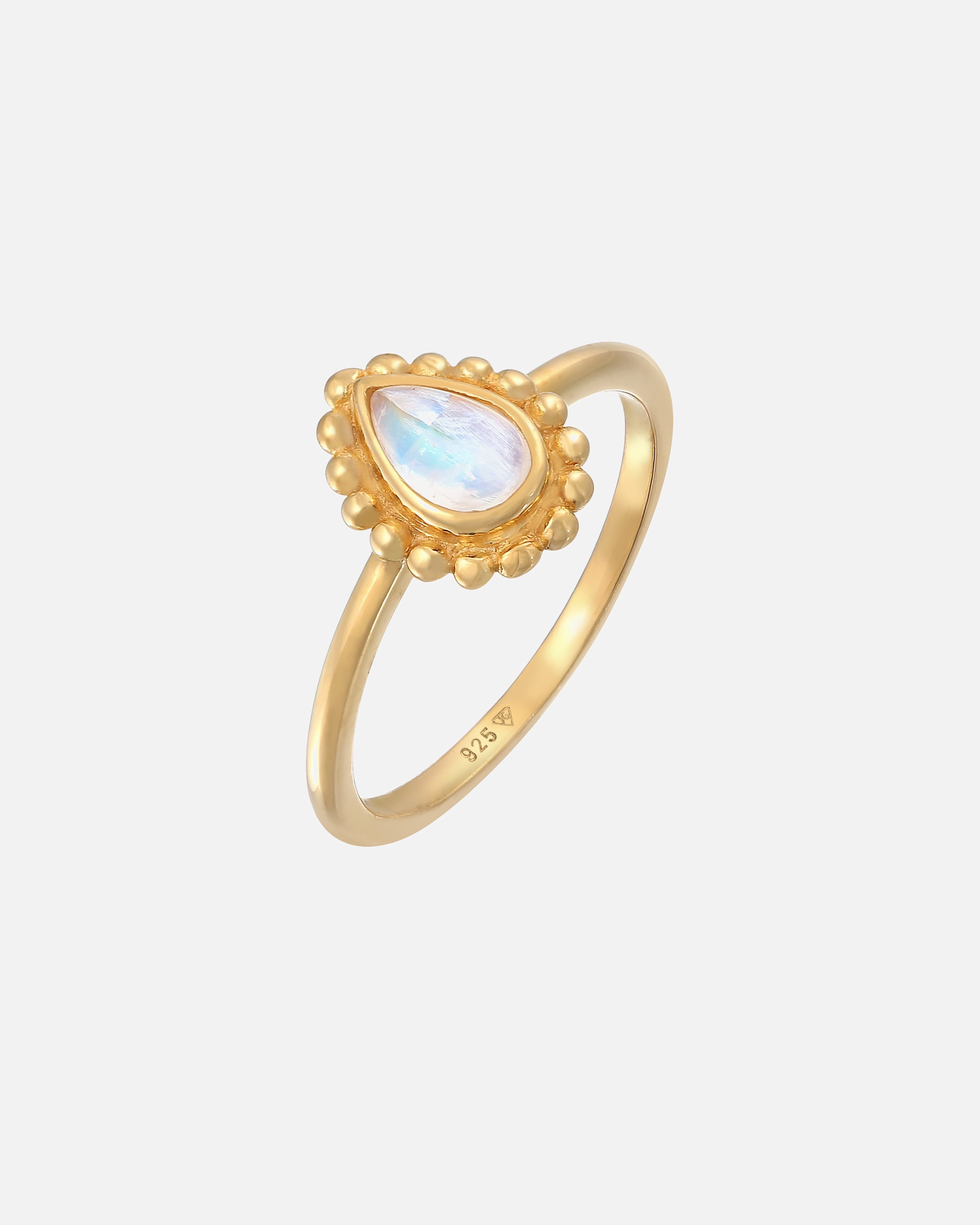 Bague pour Femme Elli Femmes goutte boules avec pierre de lune en argent sterling 925 52