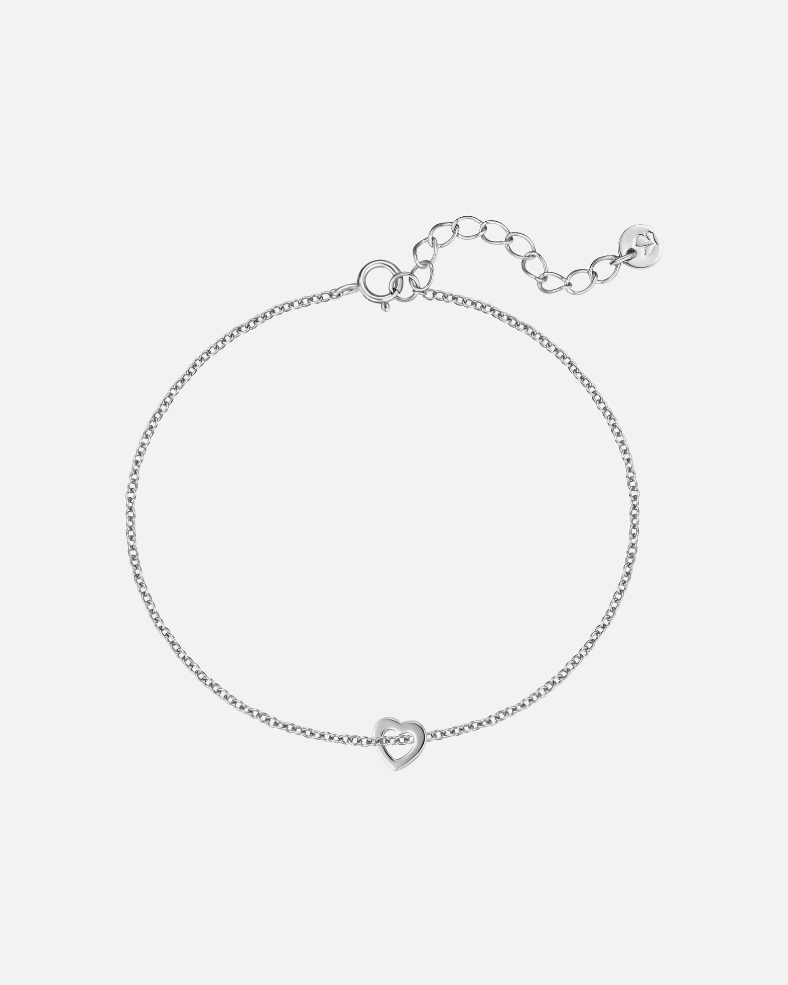 Bracelet pour Femme Glanzstücke München Bracelet Cœur en Argent Sterling en argent Longueur de base 17,0 + rallonge 3,0 cm