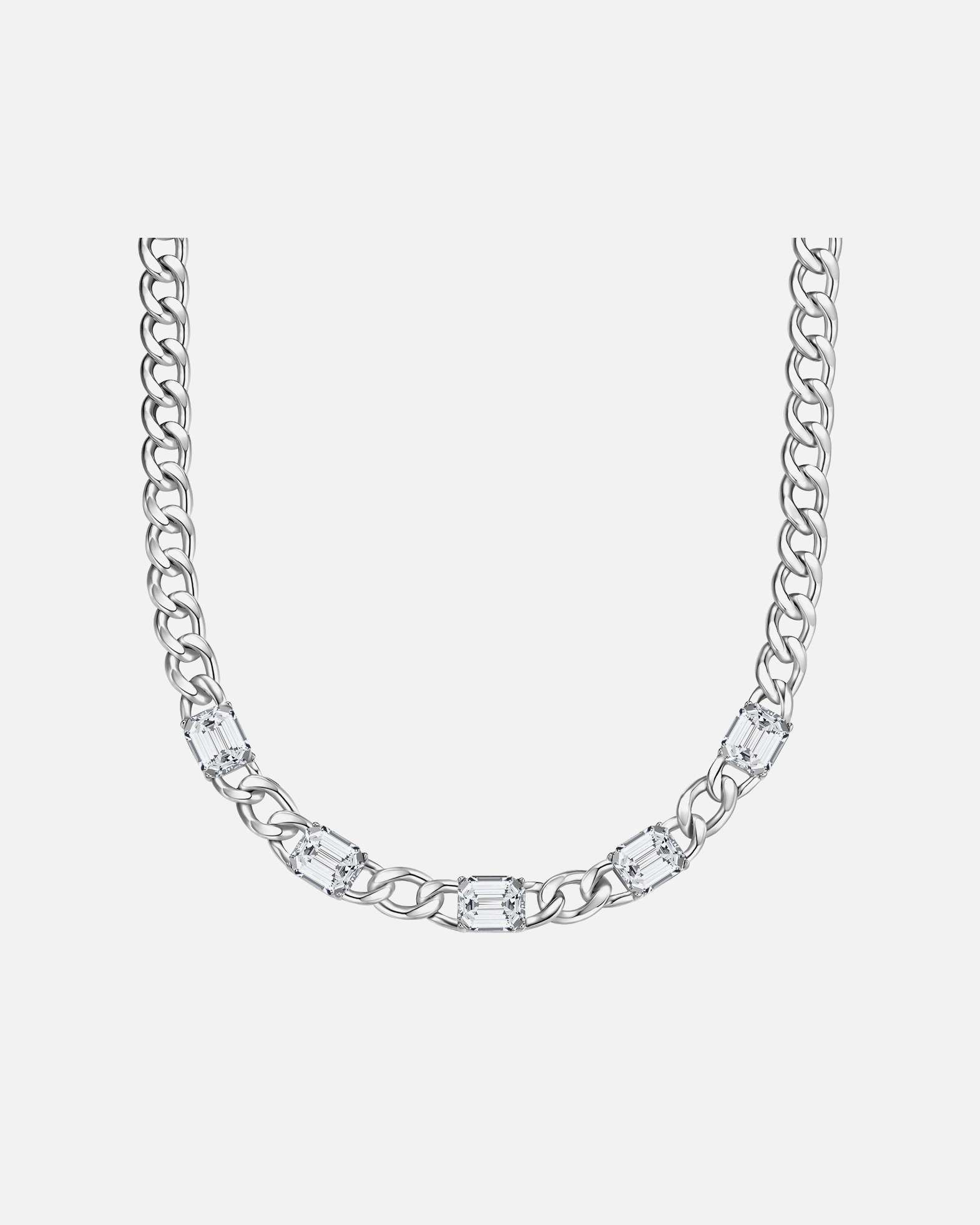Collier pour Femme Yokoamii Chaîne en Laiton en Argent Chaîne de base 42,0 + rallonge de 5,0 cm