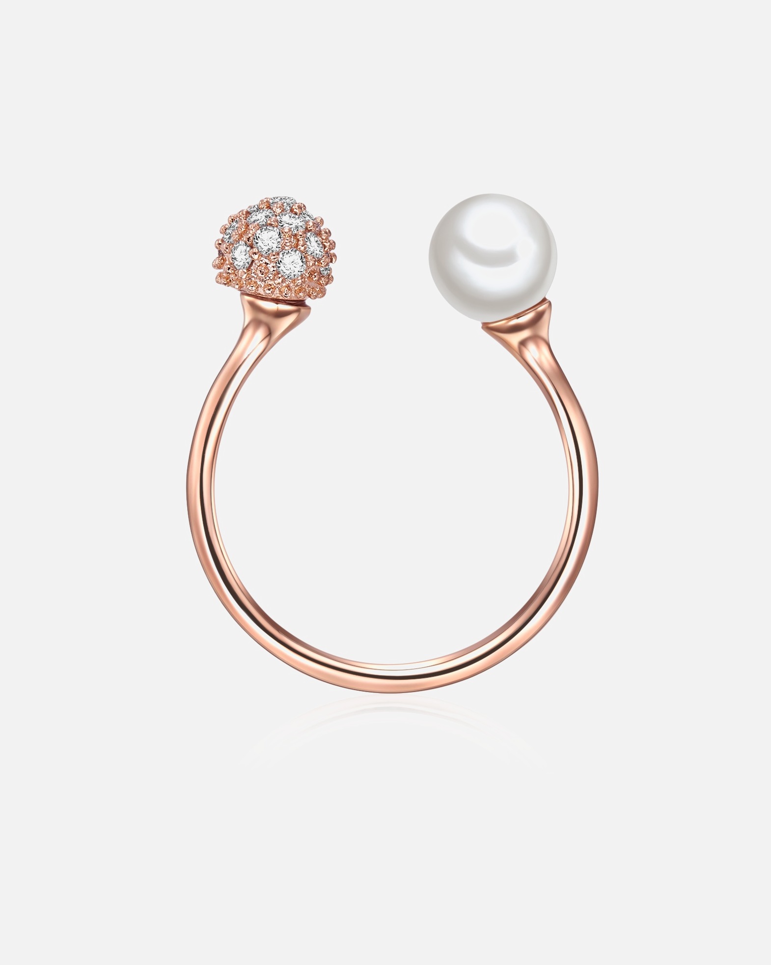 Bague pour Femme Lulu & Jane Bague avec perle Laiton Oxyde de zirconium (CZ) Perles organiques en Or rose 52
