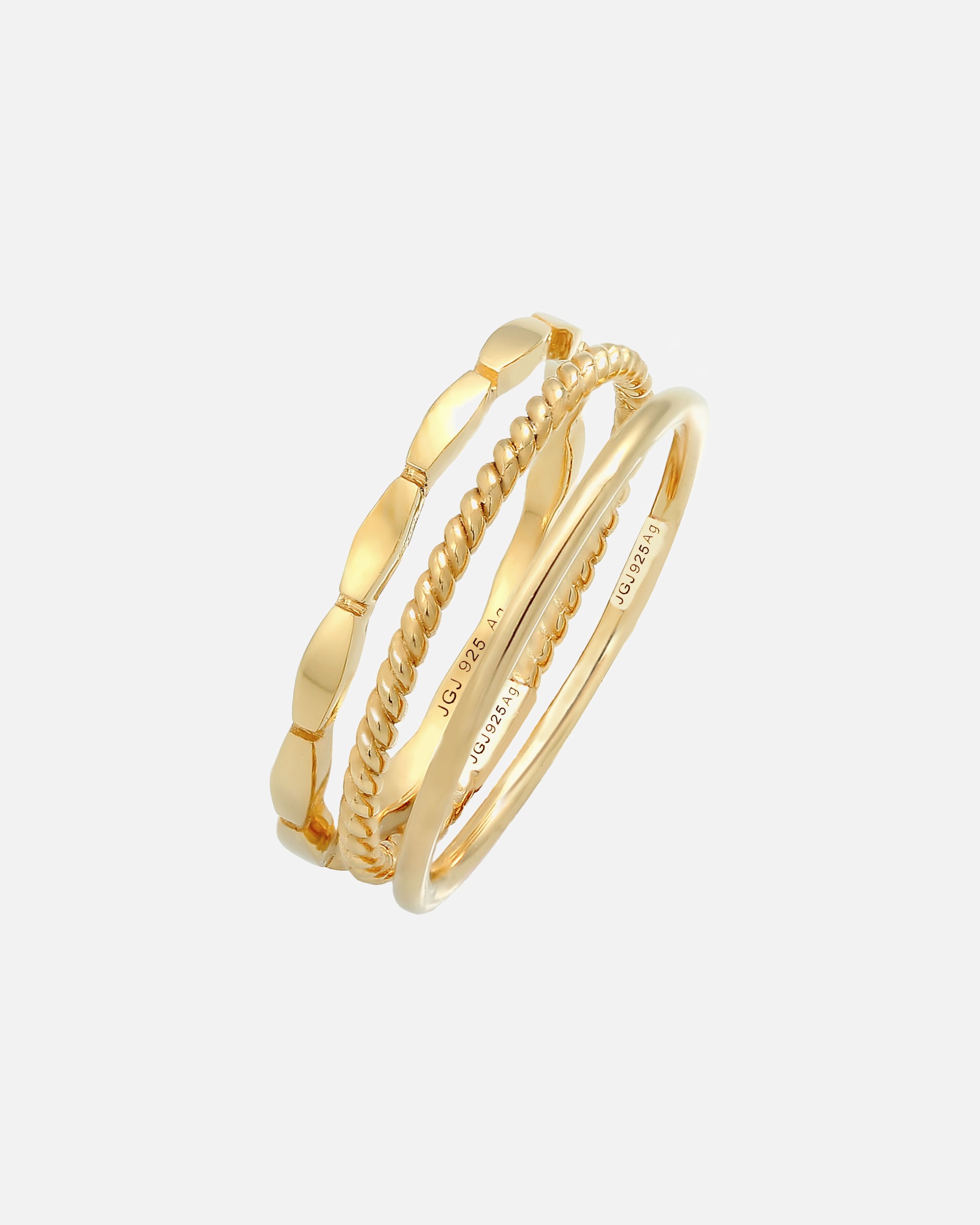 Bague pour Femme Elli Femmes Bande Empilage Trio Basique Minimaliste Intemporel Blogueur en Argent Sterling 925 56