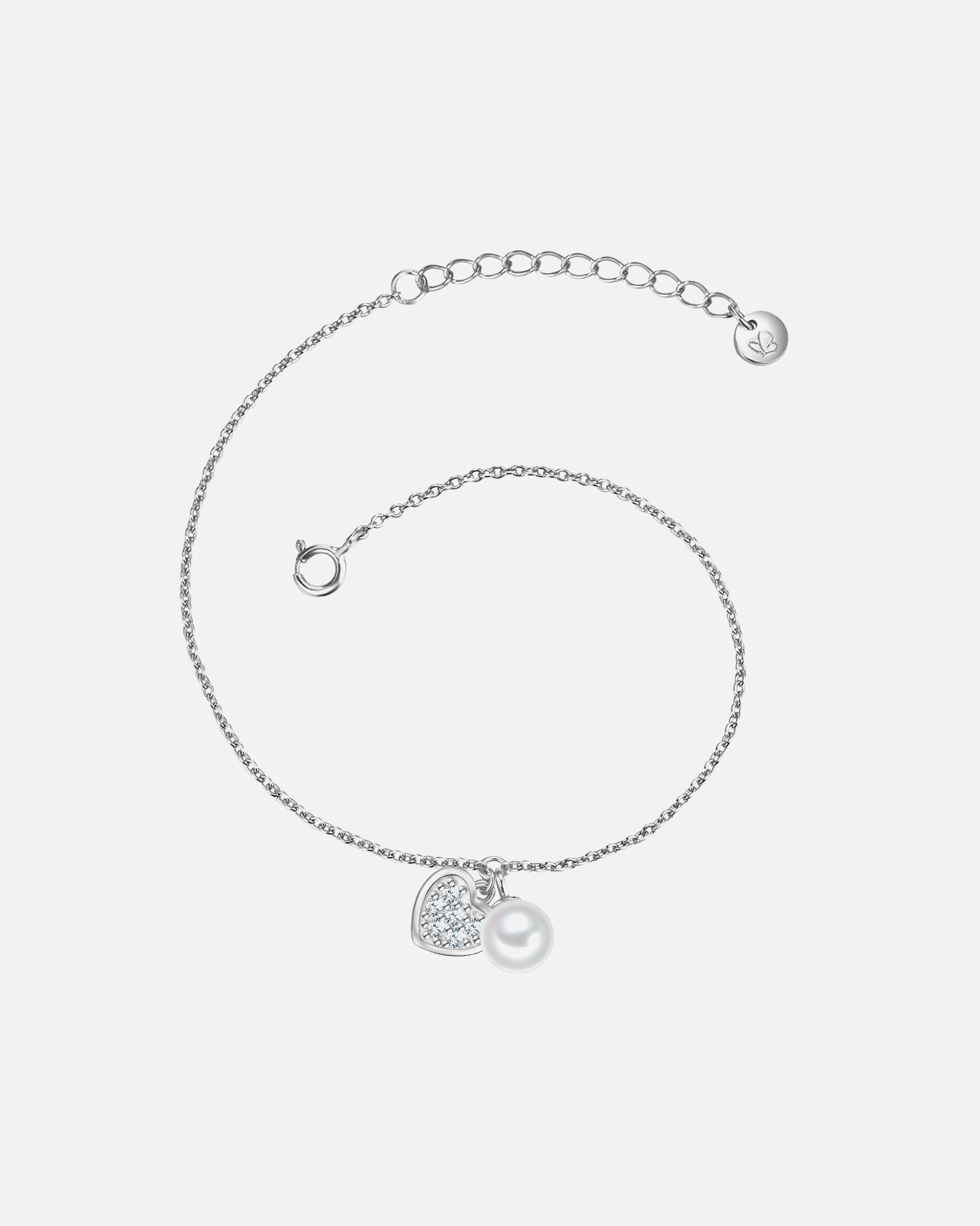 Bracelet pour Femme Glanzstücke München Bracelet Coeur en Argent sterling en Argent Longueur de base 17,0 + rallonge 3,0 cm