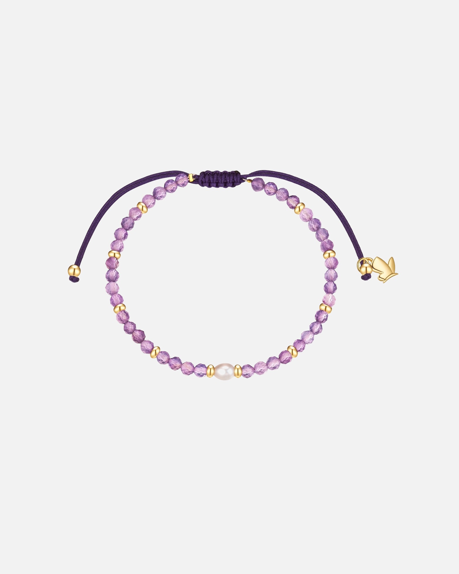 Bracelet pour Femme Glanzstücke München Bracelet en acier inoxydable en doré avec améthyste et perle d'eau douce Réglable 15,0 - 22,0 cm