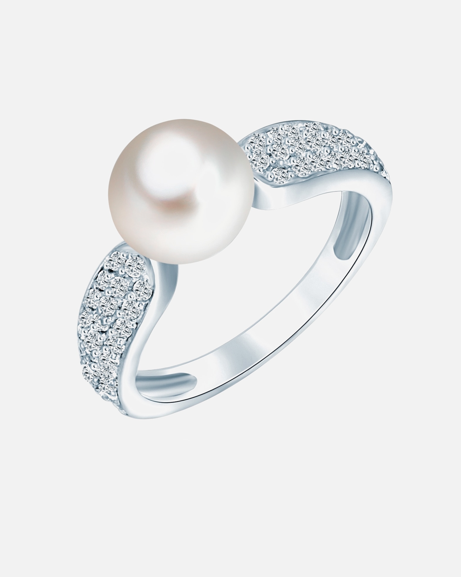 Bague pour Femme Valero Pearls Bague Argent sterling Oxyde de zirconium (CZ) Perle de culture d'eau douce en Argent 54