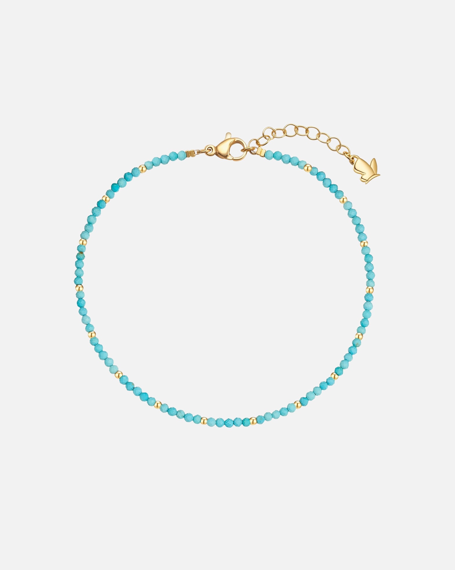 Bijoux pour Femme Glanzstücke München Chevillière en pierres précieuses en acier inoxydable en doré avec turquoise (rek.) 22,0 cm Basislänge + 3,0 cm Verlängerung