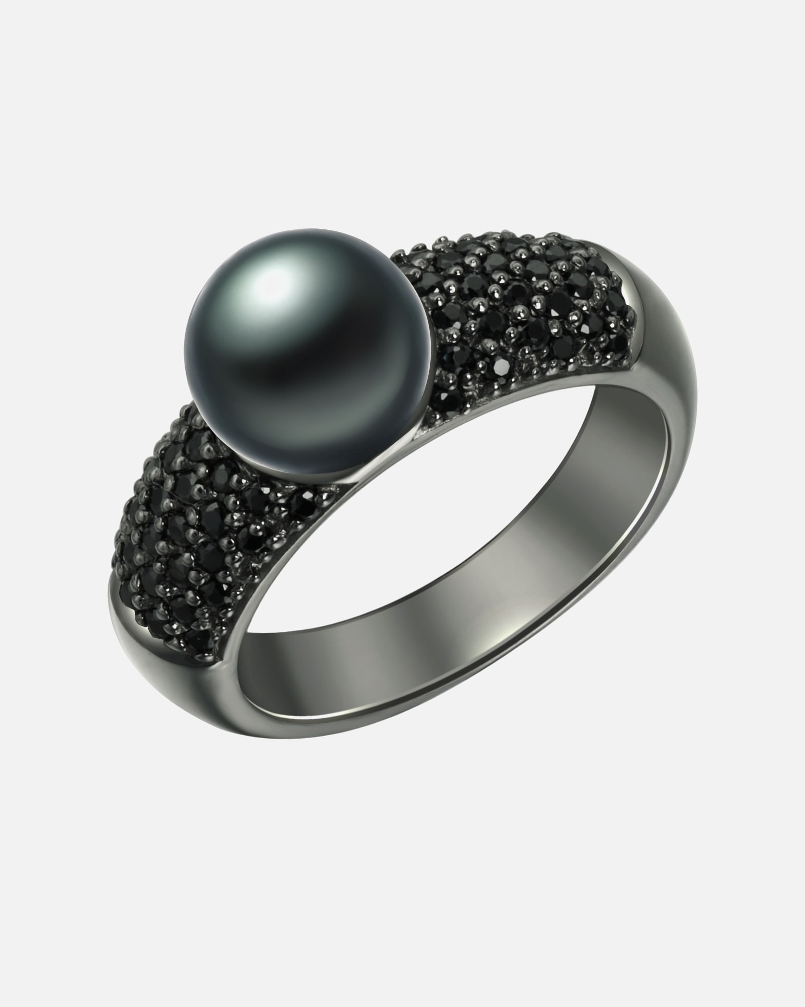 Bague pour Femme Valero Pearls Bague Argent sterling Oxyde de zirconium (CZ) Perle de culture d'eau douce en Noir 56