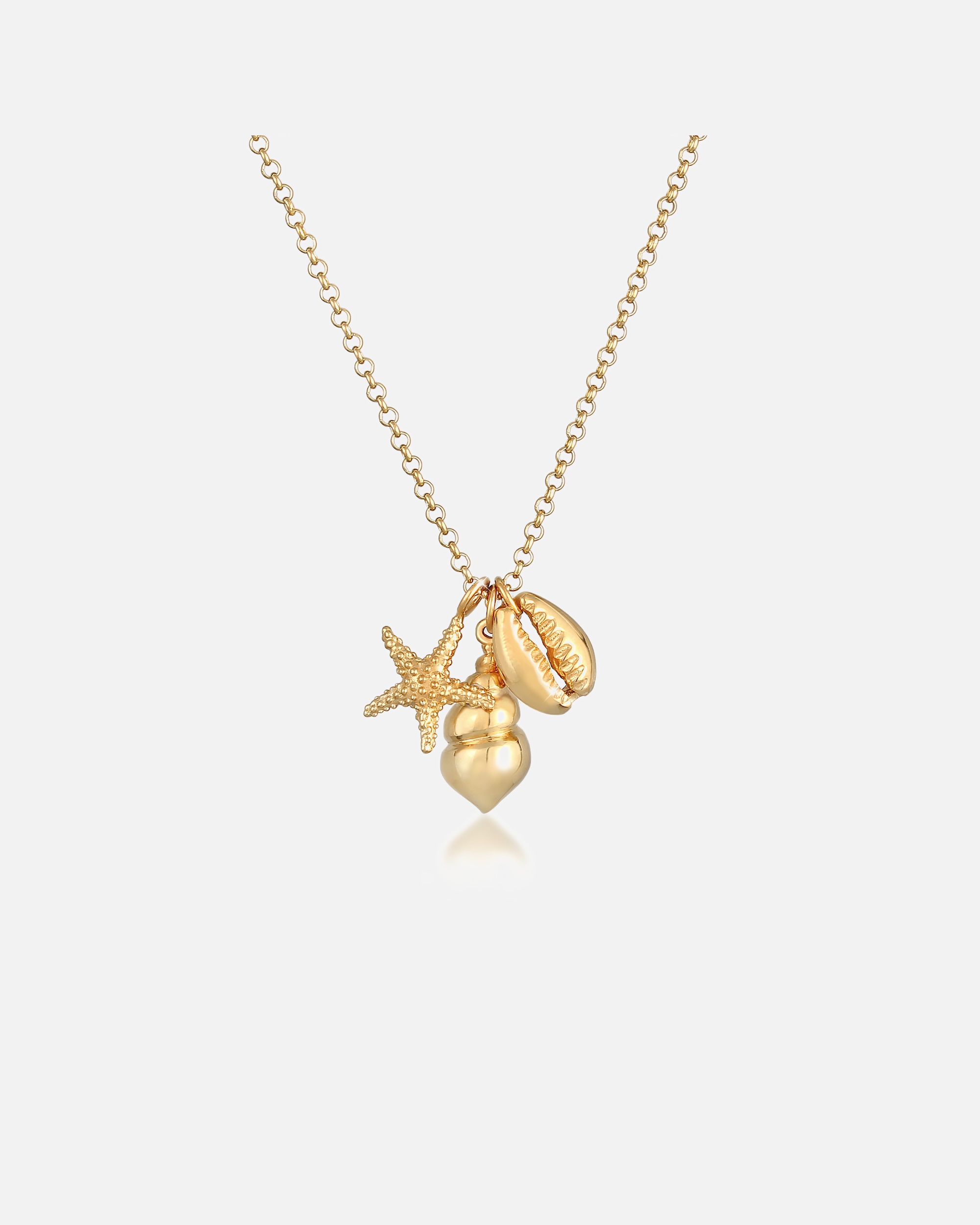 Collier pour Femme Elli étoile de mer coquillage Pendentif maritime mer 925 Argent goldfarben
