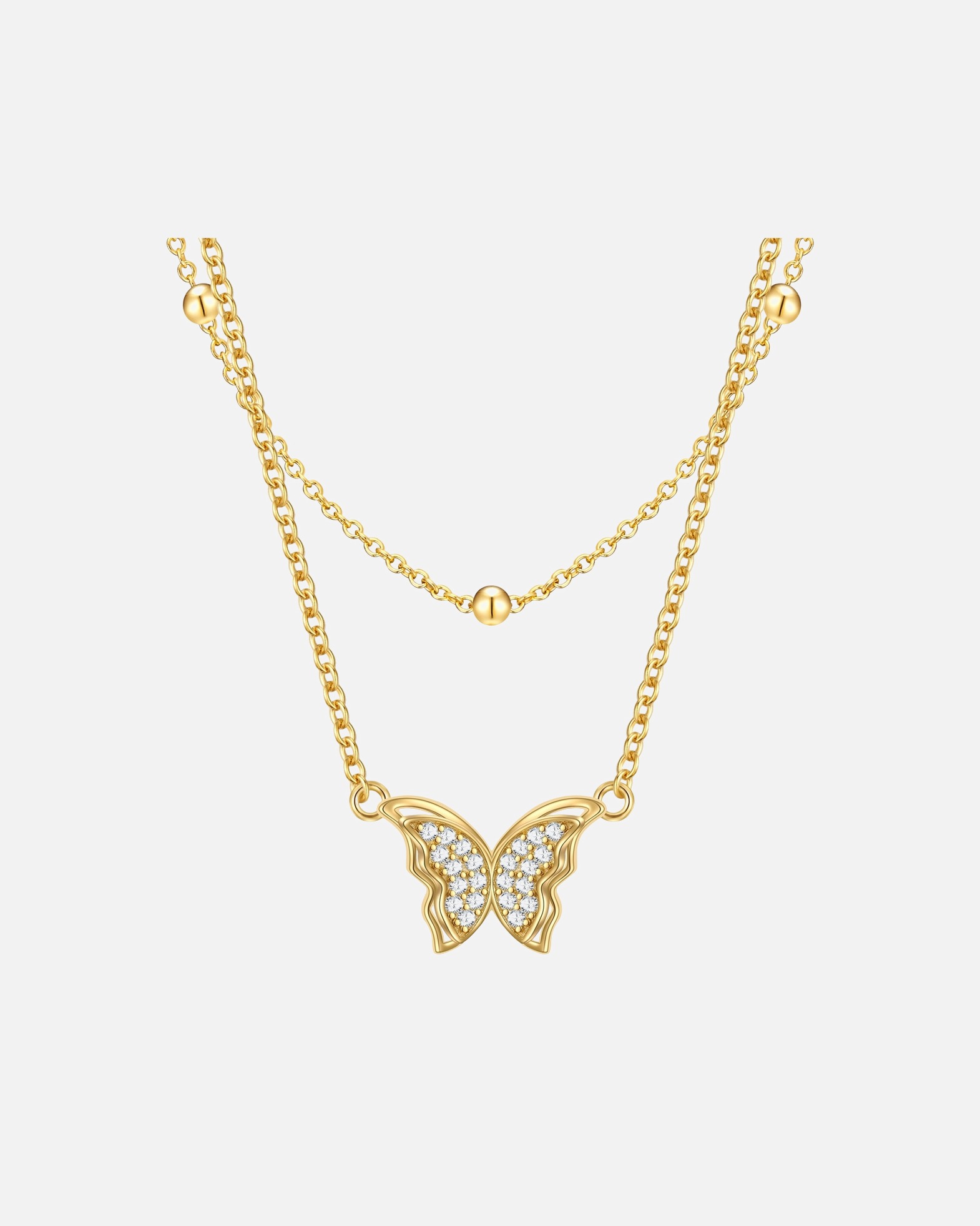 Collier pour Femme Rafaela Donata Chaîne Papillon en Argent sterling en Or jaune Chaîne de base 39,0/42,0 cm + extension 7,0 cm