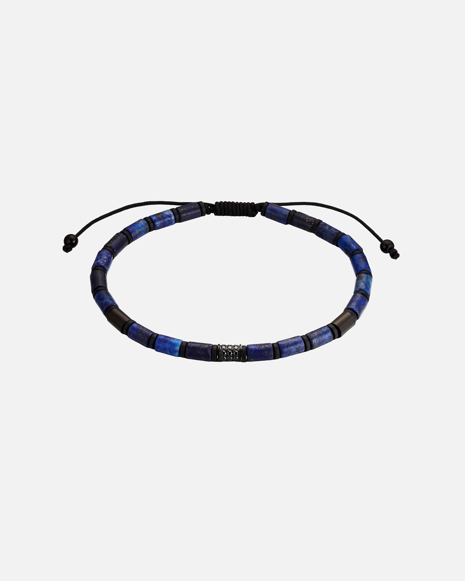 Bracelet pour Homme True Rebels Bracelet en acier inoxydable en noir avec hématite et lapis-lazuli Réglable 19,0 - 23,0 cm
