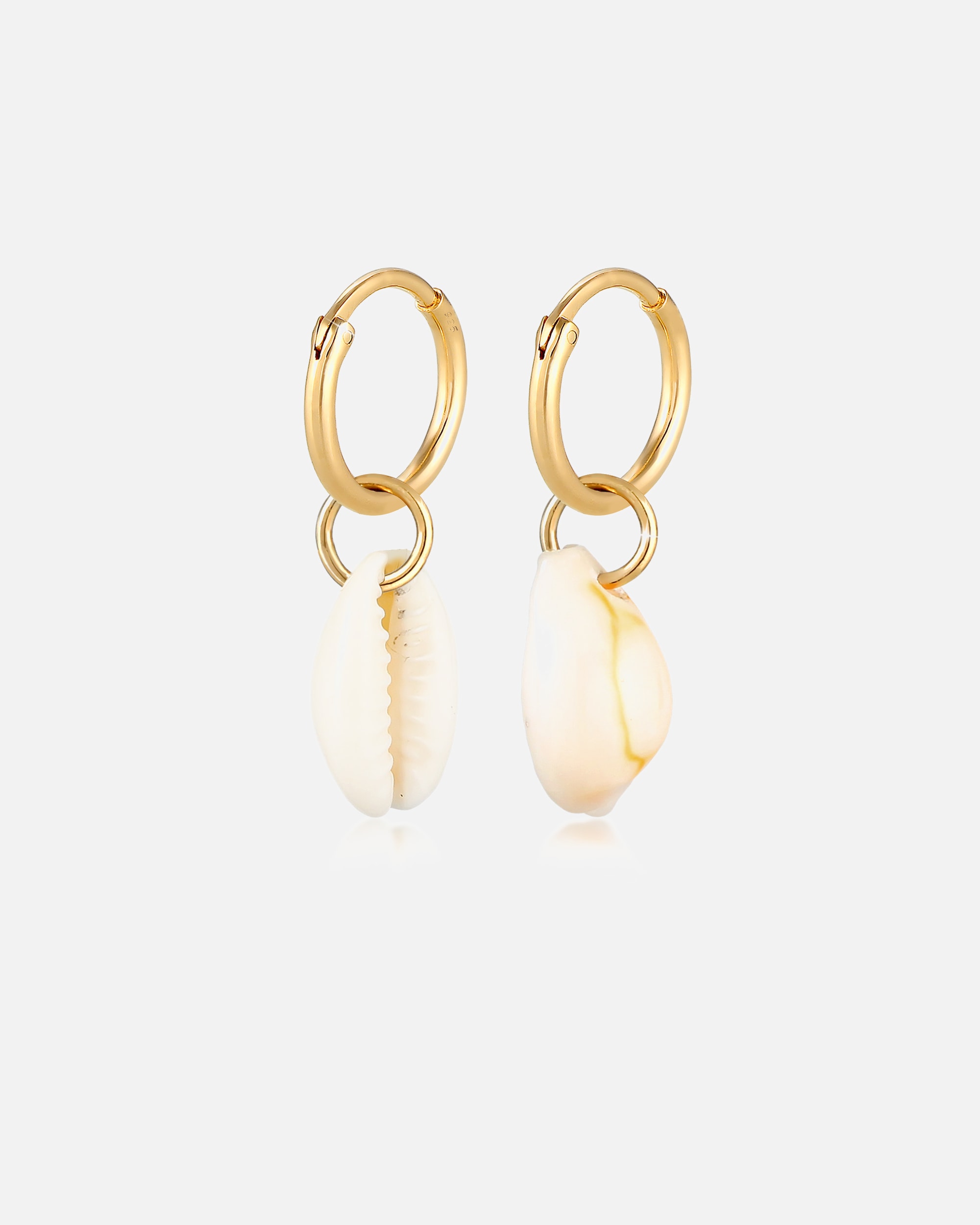 Boucles d'oreilles pour Femme Elli Femmes créoles mer vacances tendance avec coquillages cauris en argent sterling 925 plaqué or goldfarben