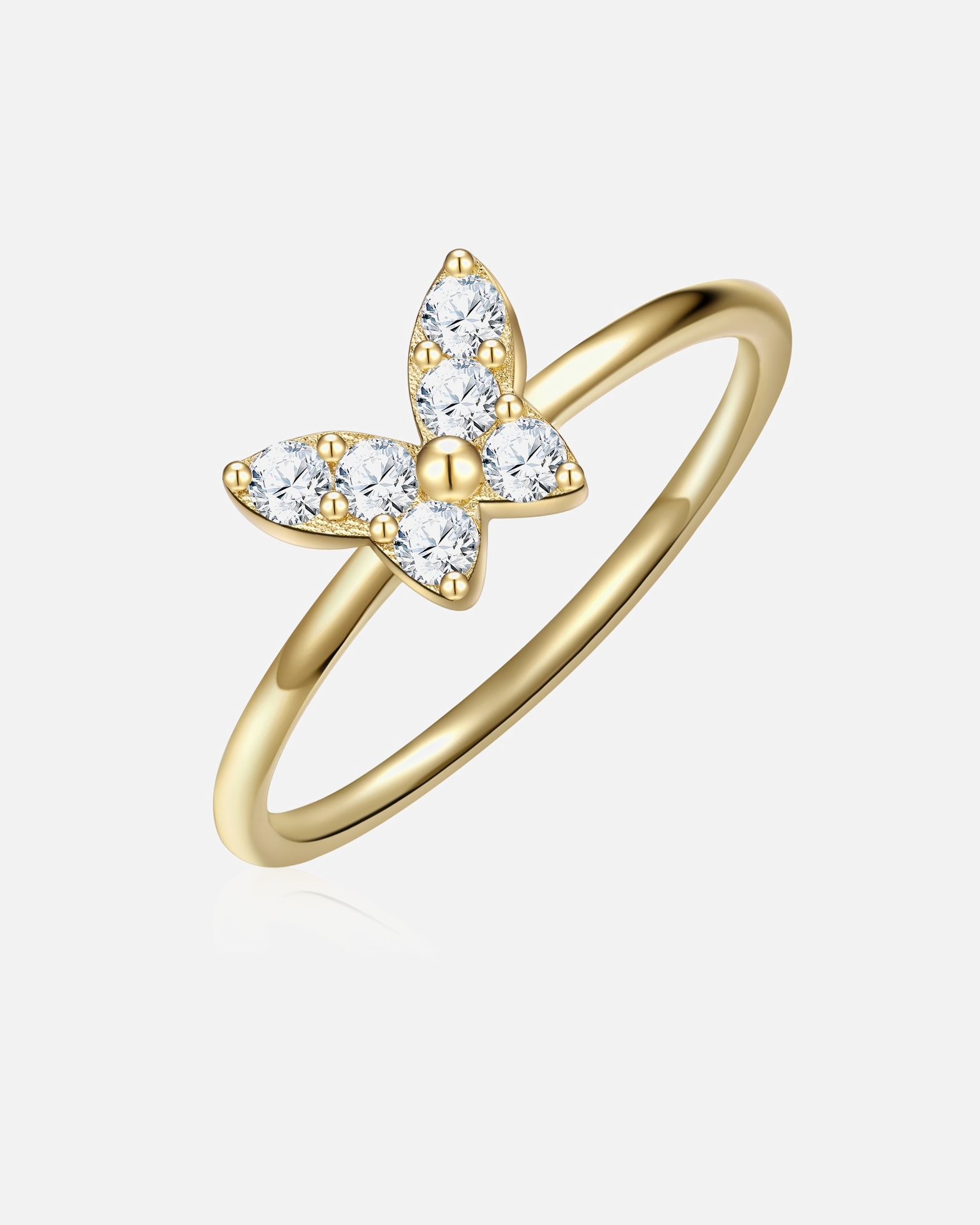 Bague pour Femme Glanzstücke München Bague Papillon en Argent Sterling en or jaune avec Zirconium 60
