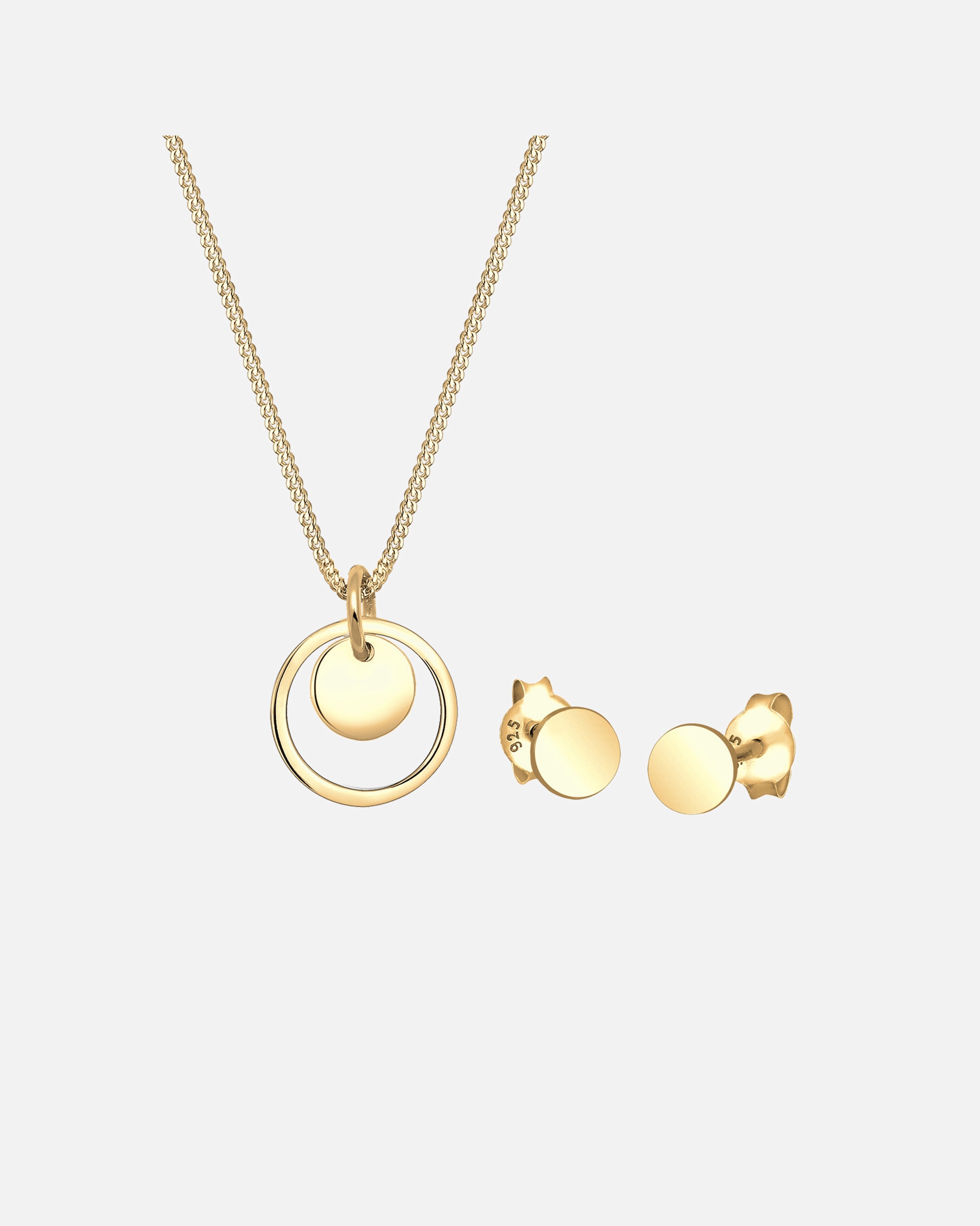 Bijoux pour Femme Elli Femmes plaquette pendentif Cut-Out Geo Set clous d'oreilles en argent sterling 925 golfarben