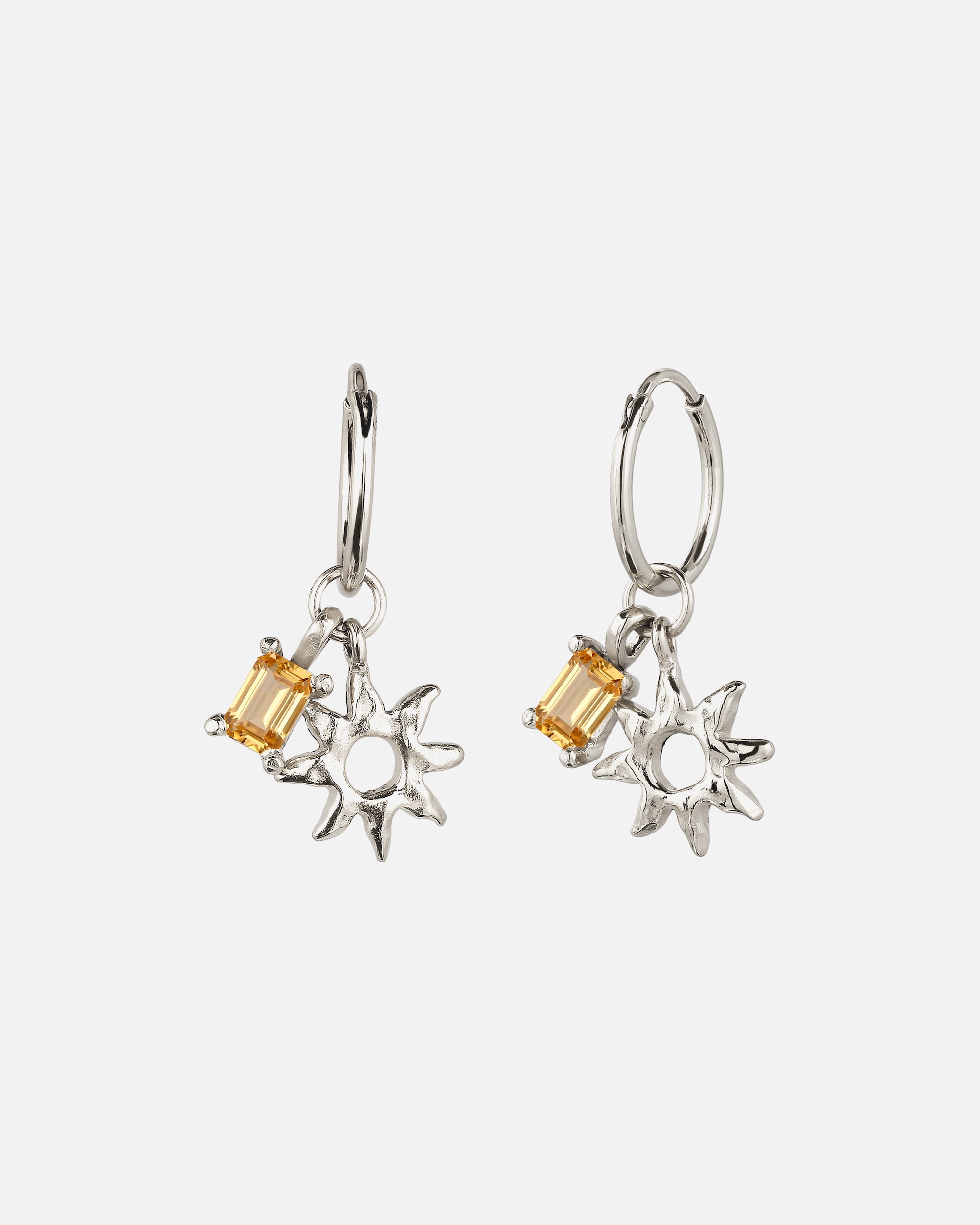Boucles d'oreilles pour Femme Elli Créole Soleil Citrine Jaune 925 Sterling Silver silberfarben