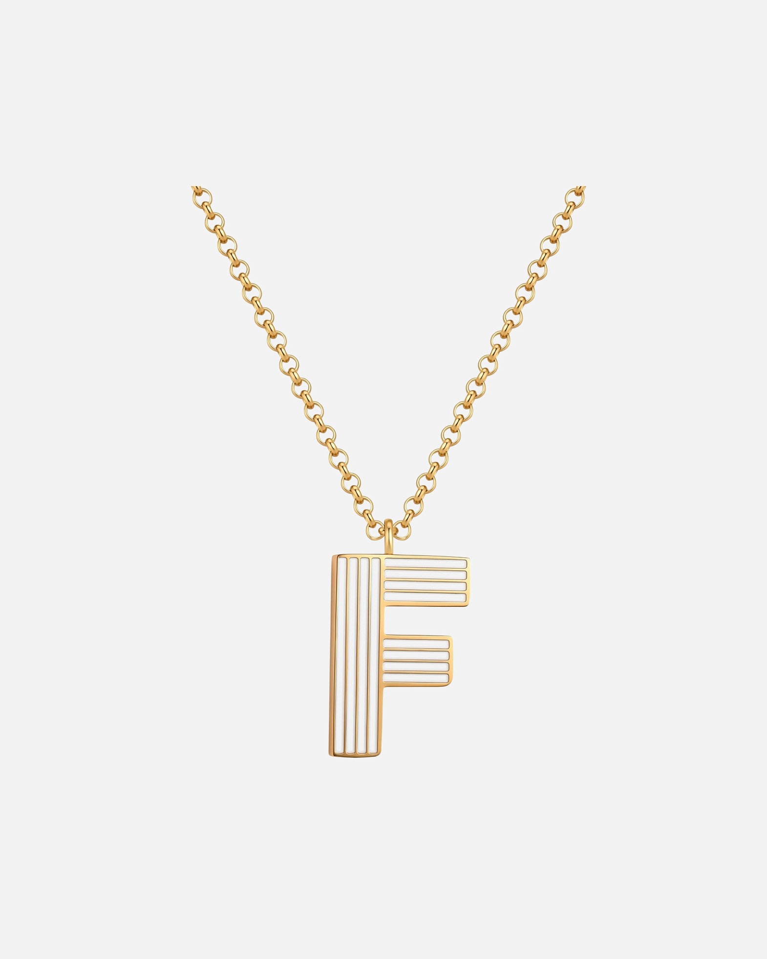 Collier pour Femme Glanzstücke München Collier Lettre F en Acier Inoxydable en Doré 40,0 cm Basiskette + 5,0 cm Verlängerung
