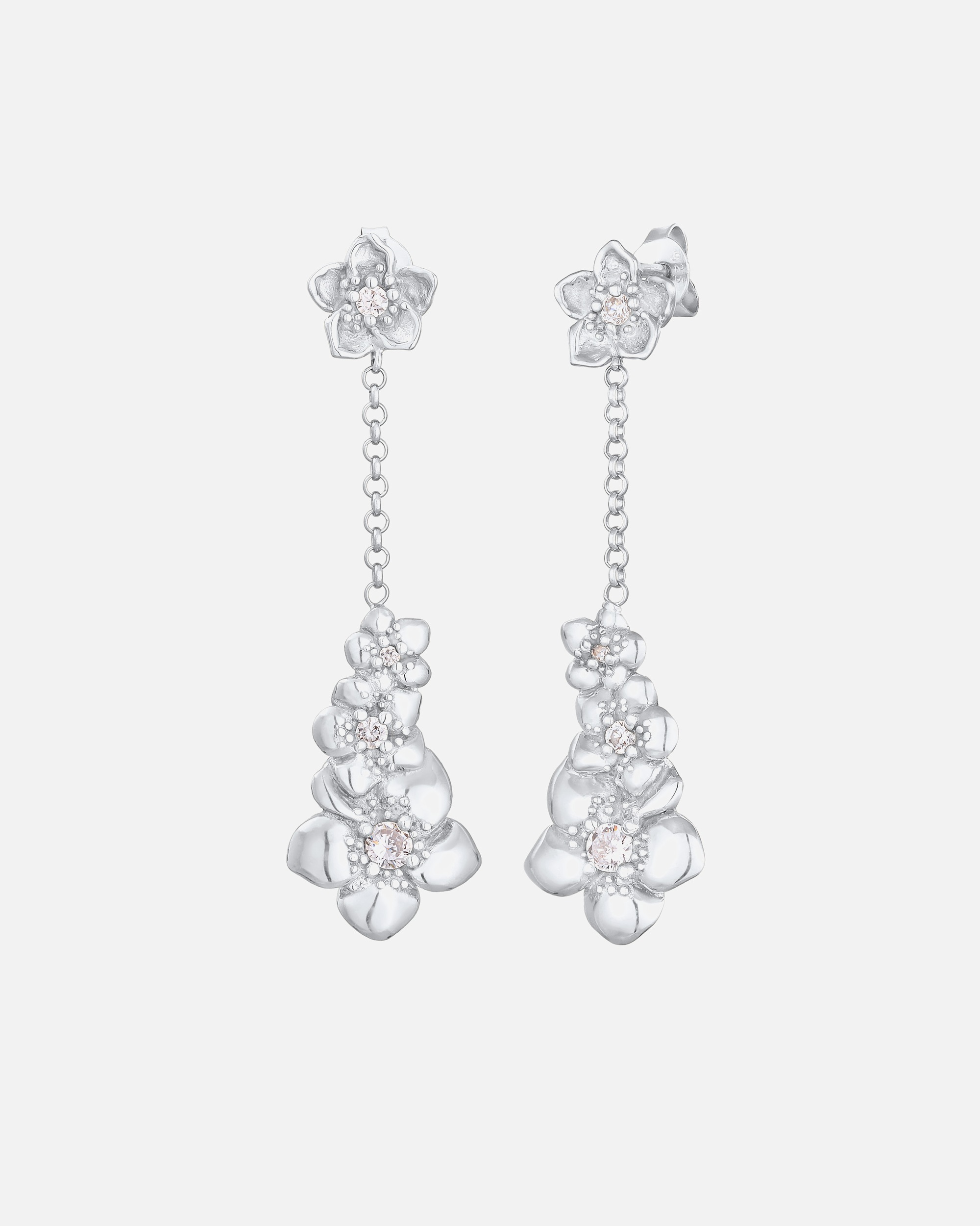 Boucles d'oreilles pour Femme Elli Femmes pendentif d'oreilles fleurs avec zircon en argent sterling 925 silberfarben