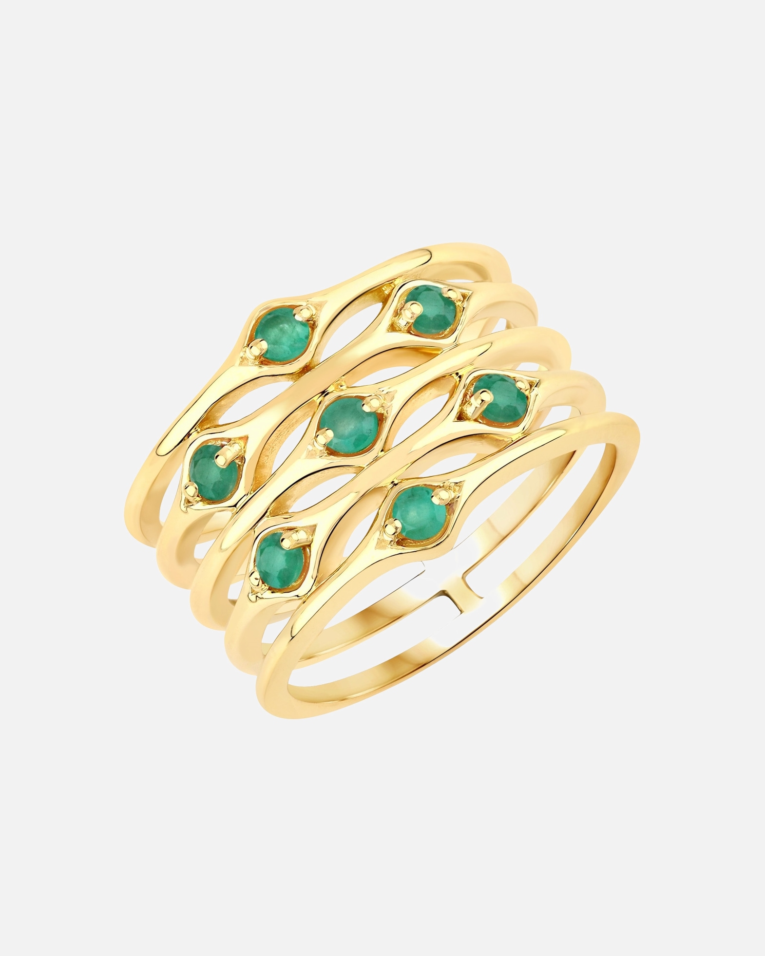 Bague pour Femme Rafaela Donata Bague Argent sterling Emeraude en Or jaune 54