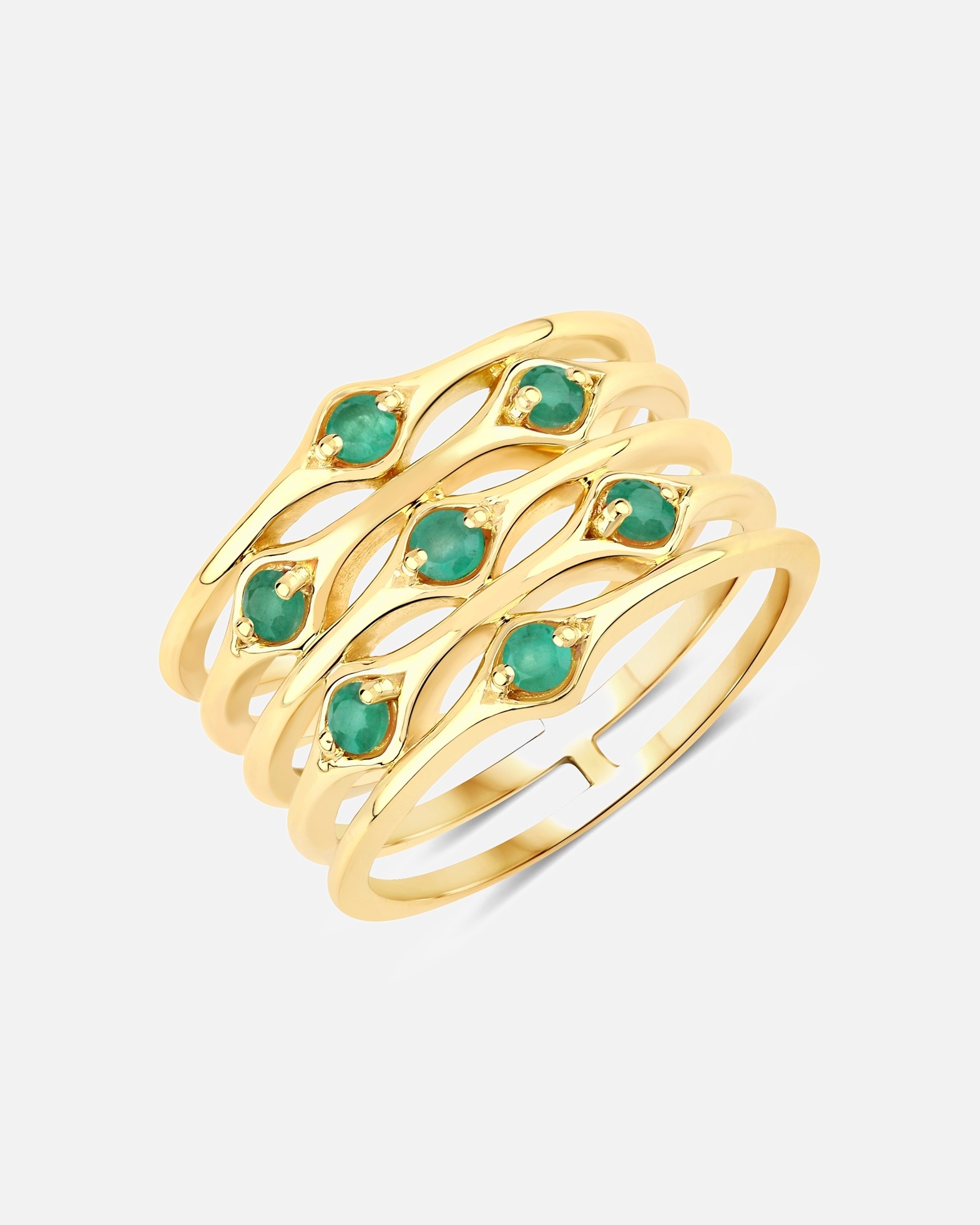 Bague pour Femme Rafaela Donata Bague Argent sterling Emeraude en Or jaune 60