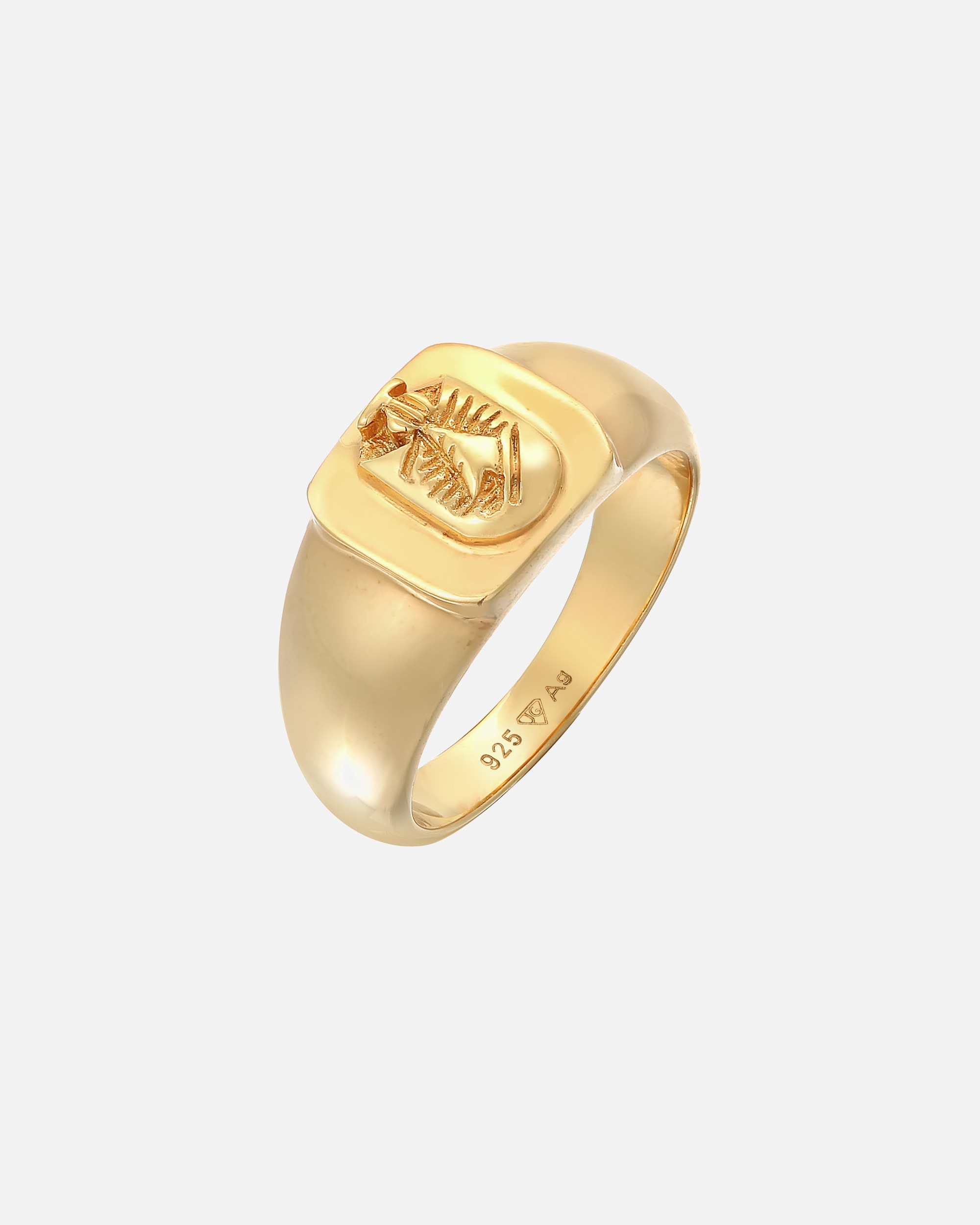 Bague pour Homme KUZZOI Siegelring Wappen Pinky Ring 925 Silber vergoldet 54