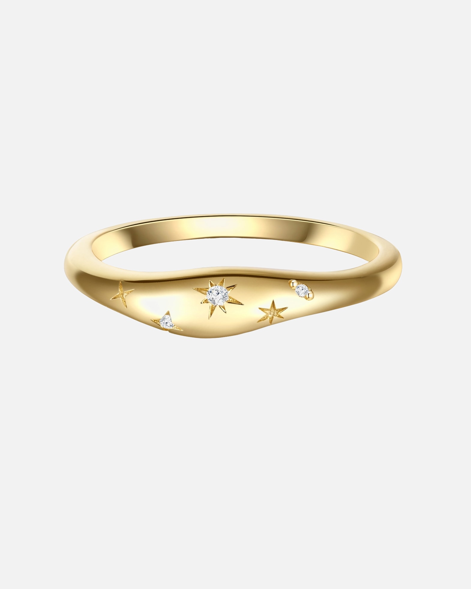 Bague pour Femme Glanzstücke München Bague en argent Étoilé Argent sterling Oxyde de zirconium (CZ) en Or jaune 48
