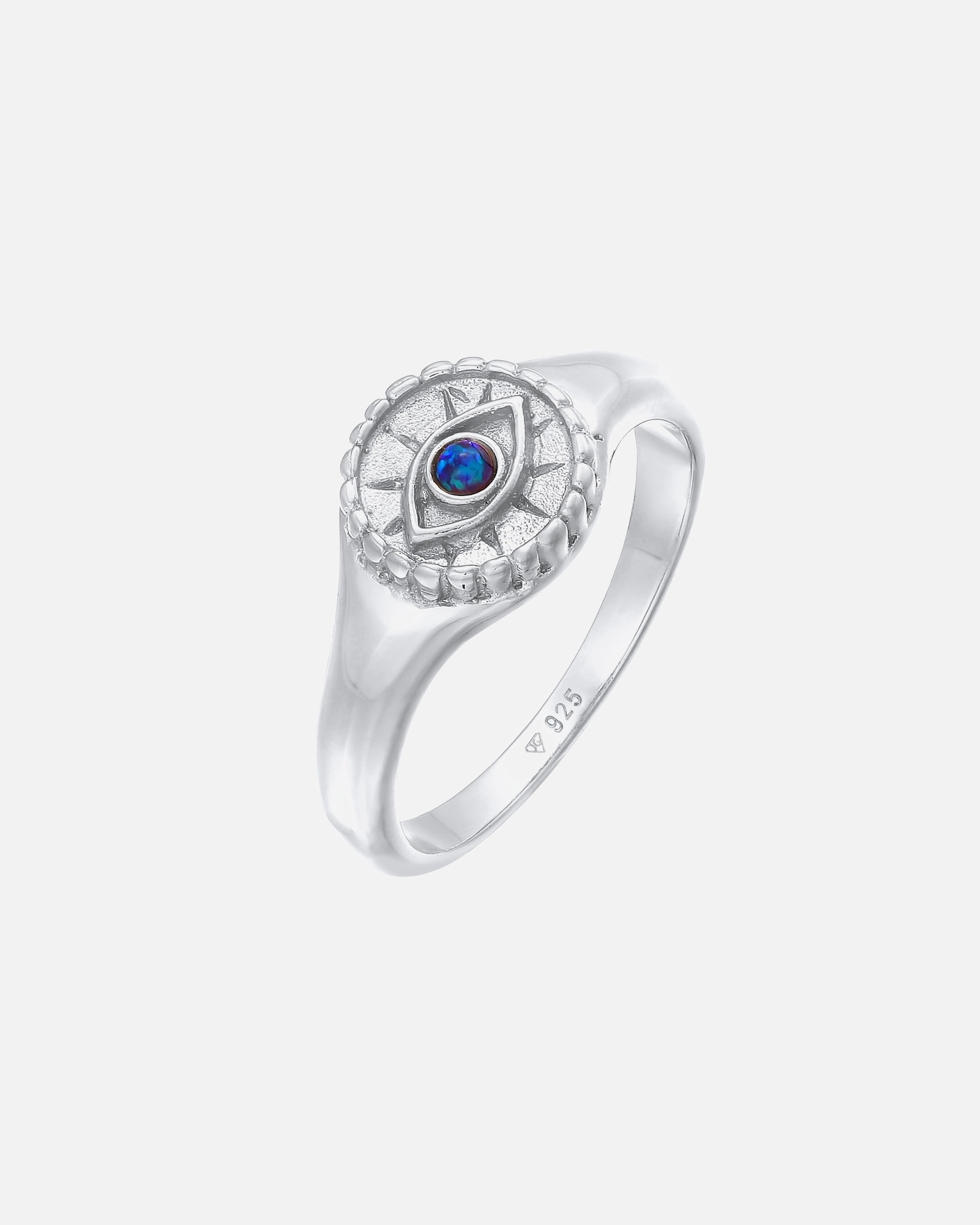 Bague pour Femme Elli Elli Ring Siegelring Evil Eye Blue synth. Opal 925 Silber 56