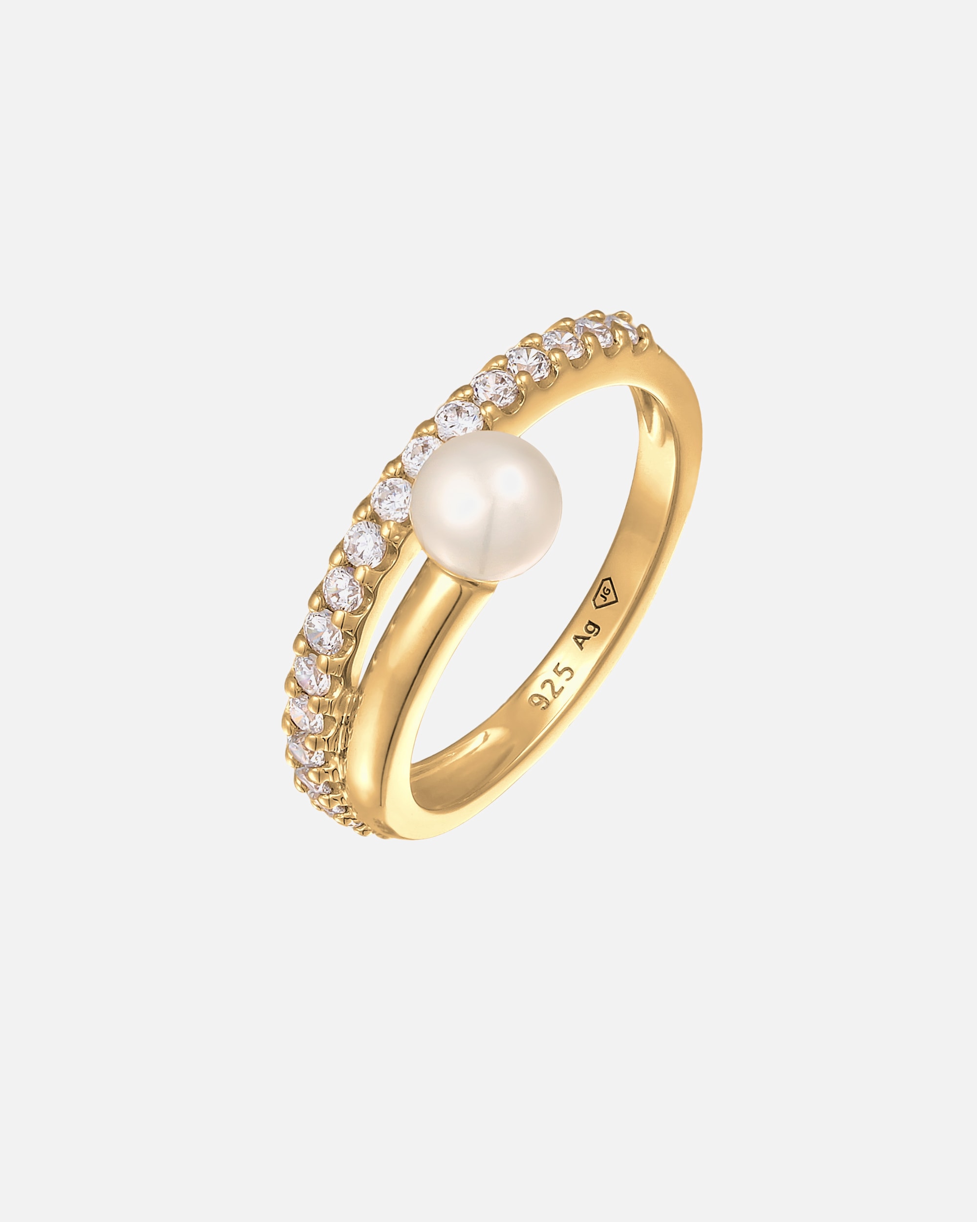 Bague pour Femme Elli PREMIUM Elli PREMIUM Bague Femmes enroulement élégant avec perle de culture d'eau douce et zirconium en argent sterling 925 plaqué or 56