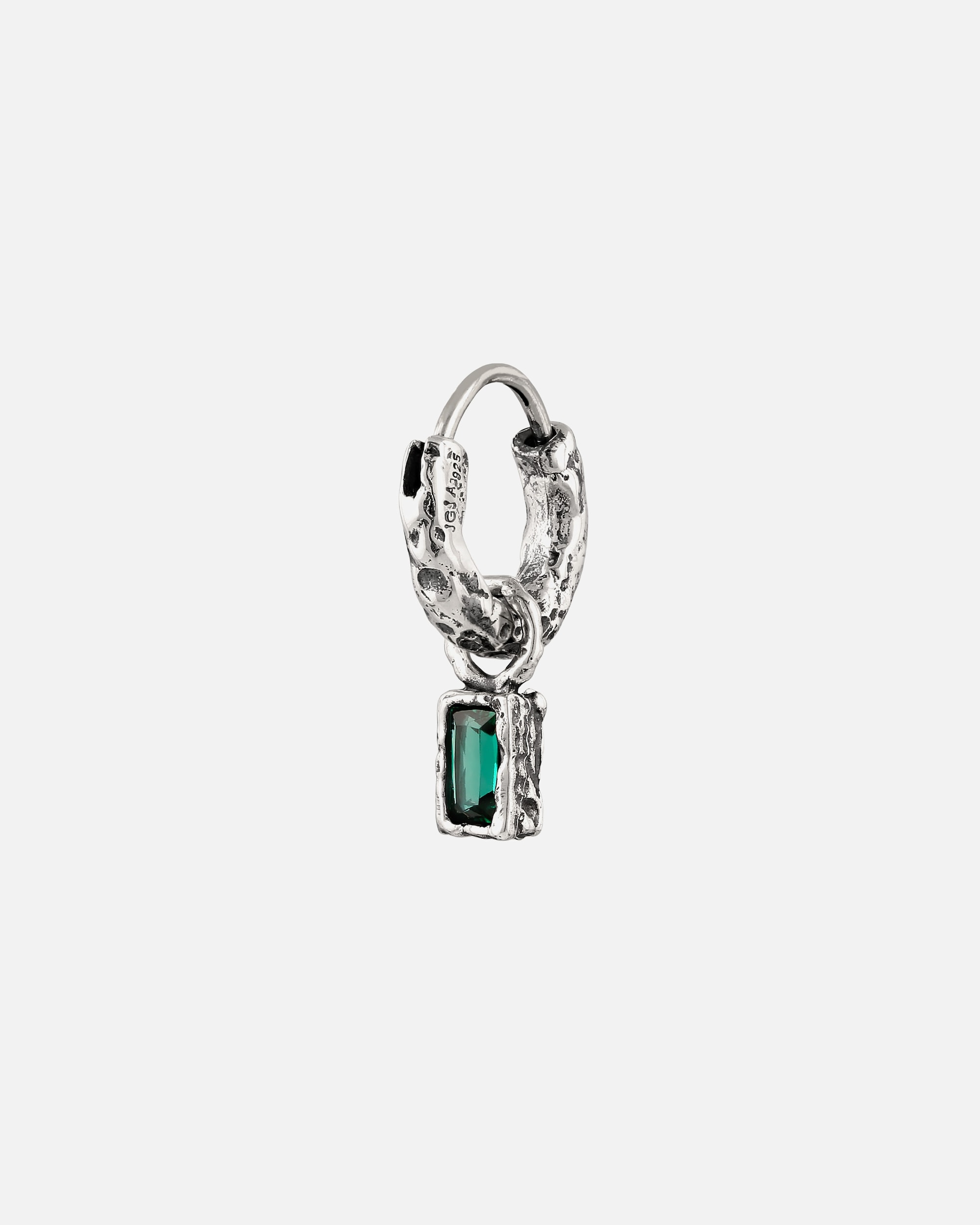 Boucles d'oreilles pour Homme Haze & Glory Default Brand Line Créole Émeraude Synthétique Vert 925 Sterling Silver silberfarben