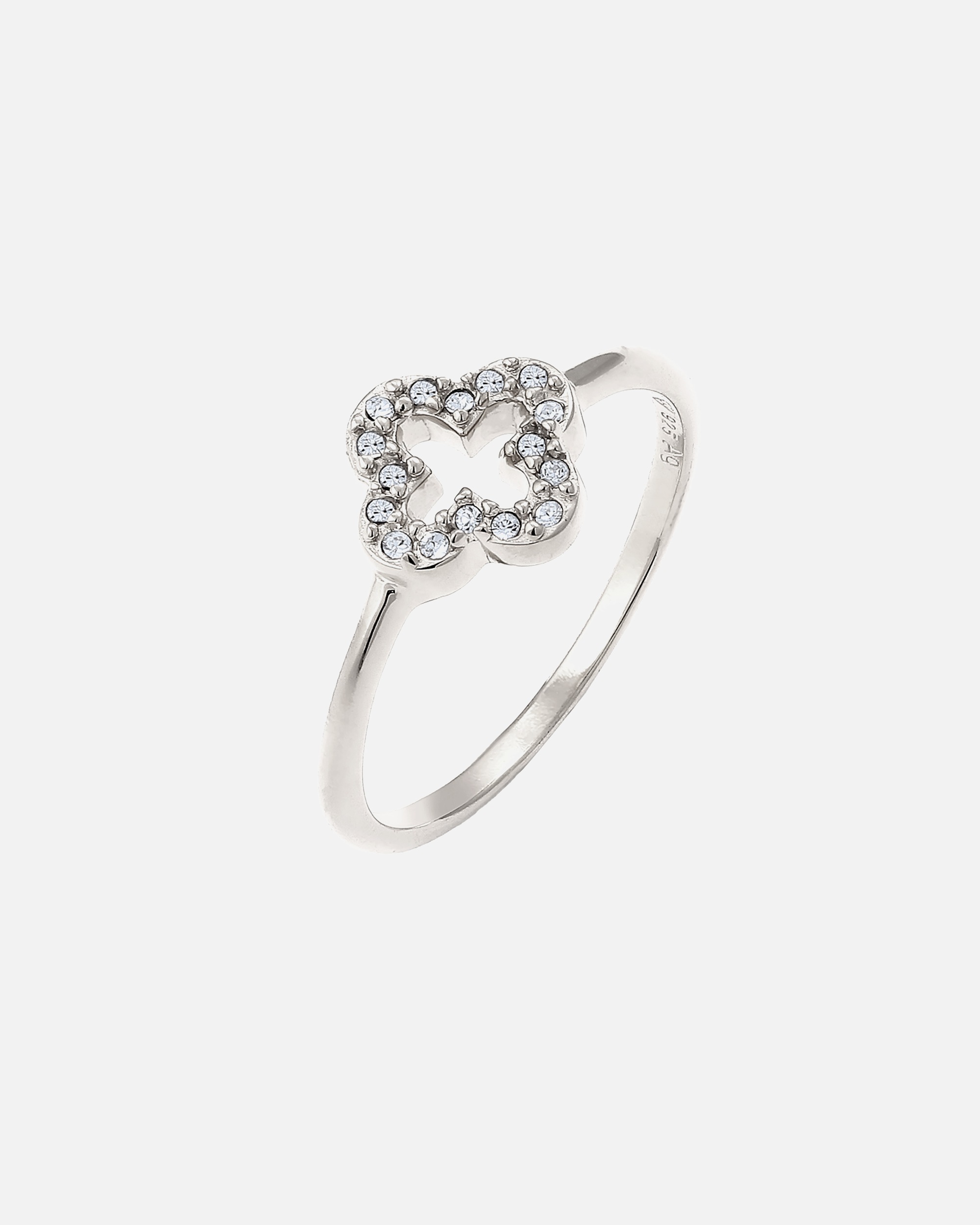 Bague pour Femme Elli Bague Trèfle Cristaux de Verre Blanc 925 Sterling Silver 58
