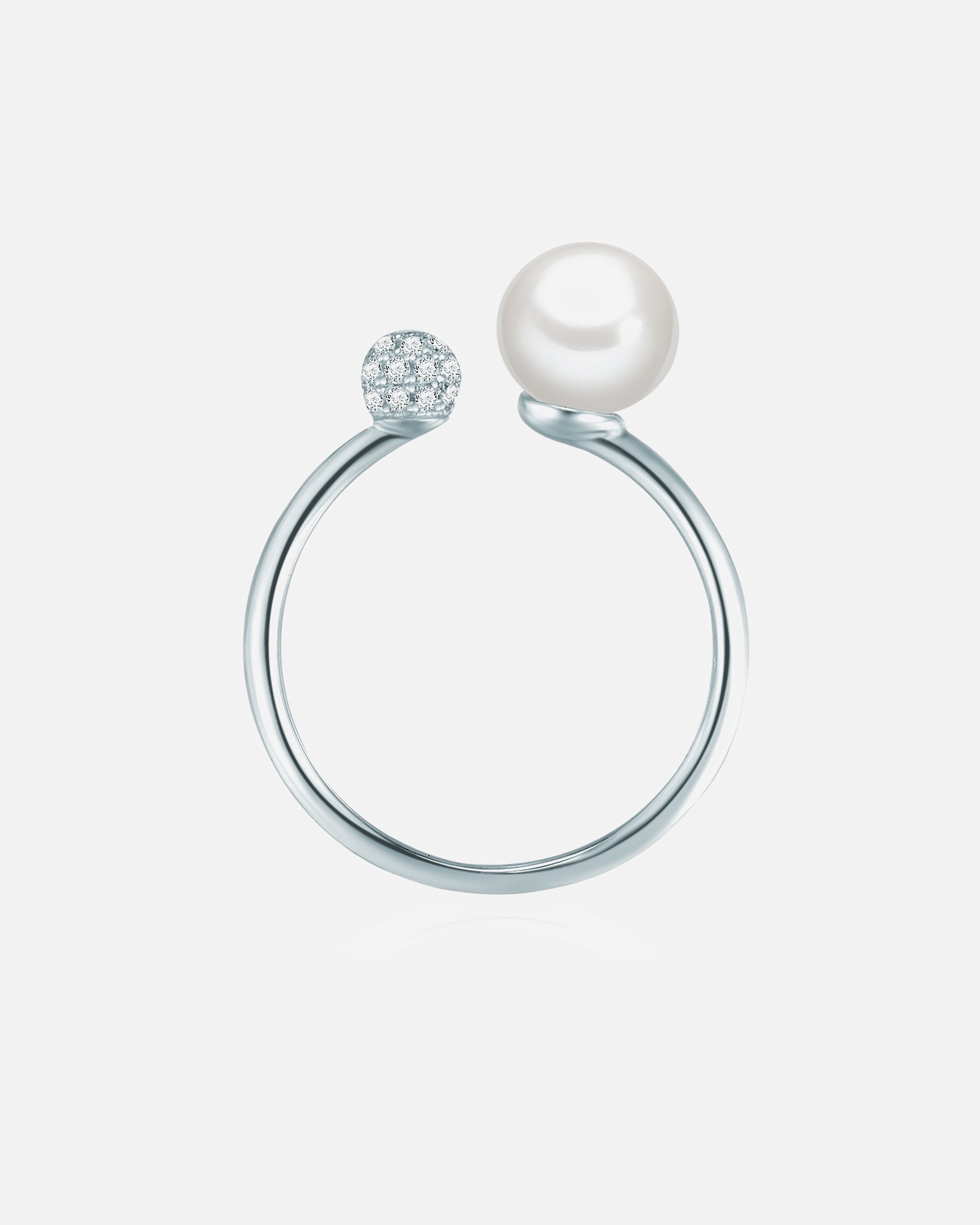 Bague pour Femme Valero Pearls Bague Argent sterling Oxyde de zirconium (CZ) Perle de culture d'eau douce en Argent 52