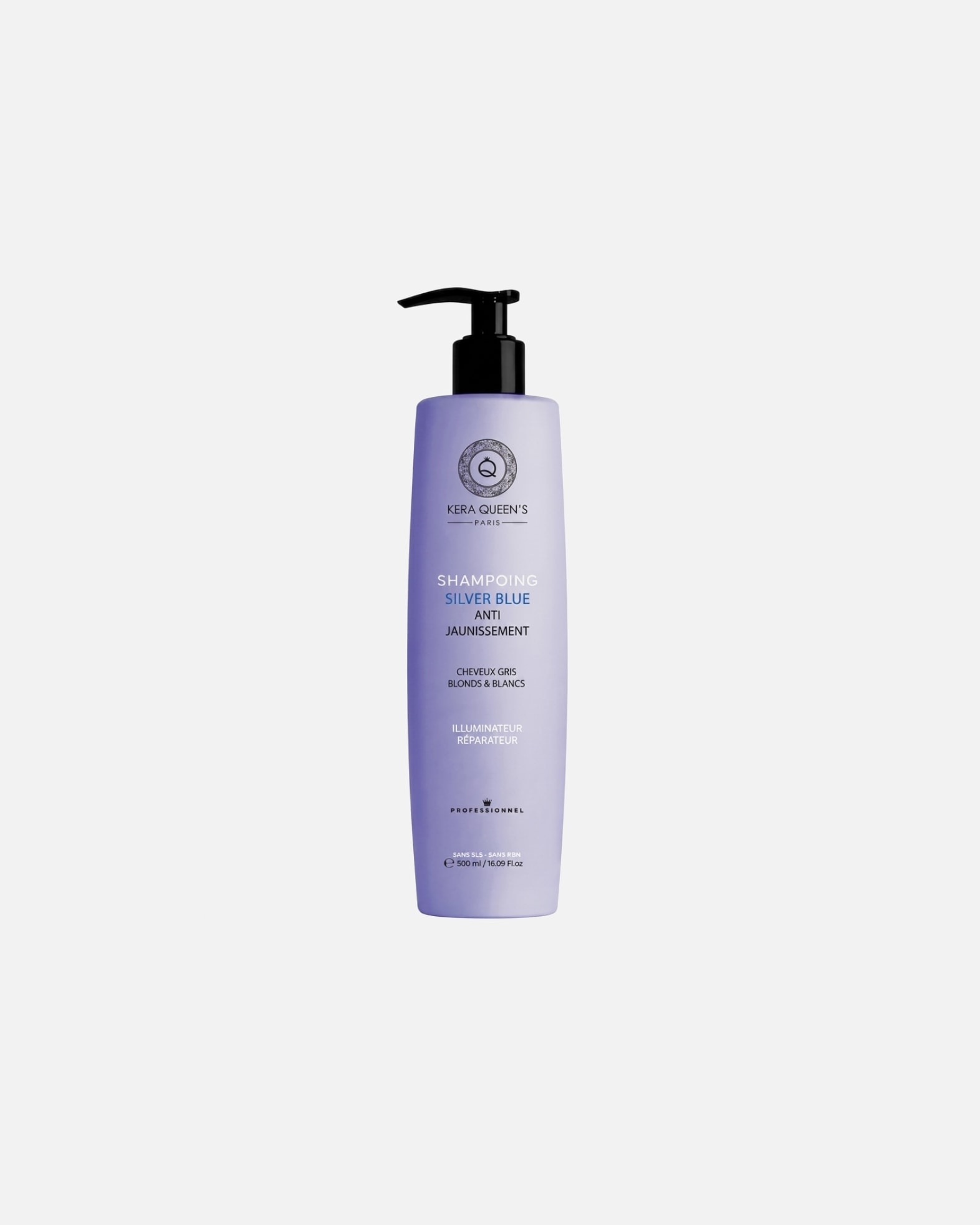 Shampooing pour Unisexe Kera Queen's Default Brand Line Shampoing Silver Blue Anti-Jaunissement pour Cheveux Gris-Blancs & Blonds Shampoing Silver Blue - 500 ml