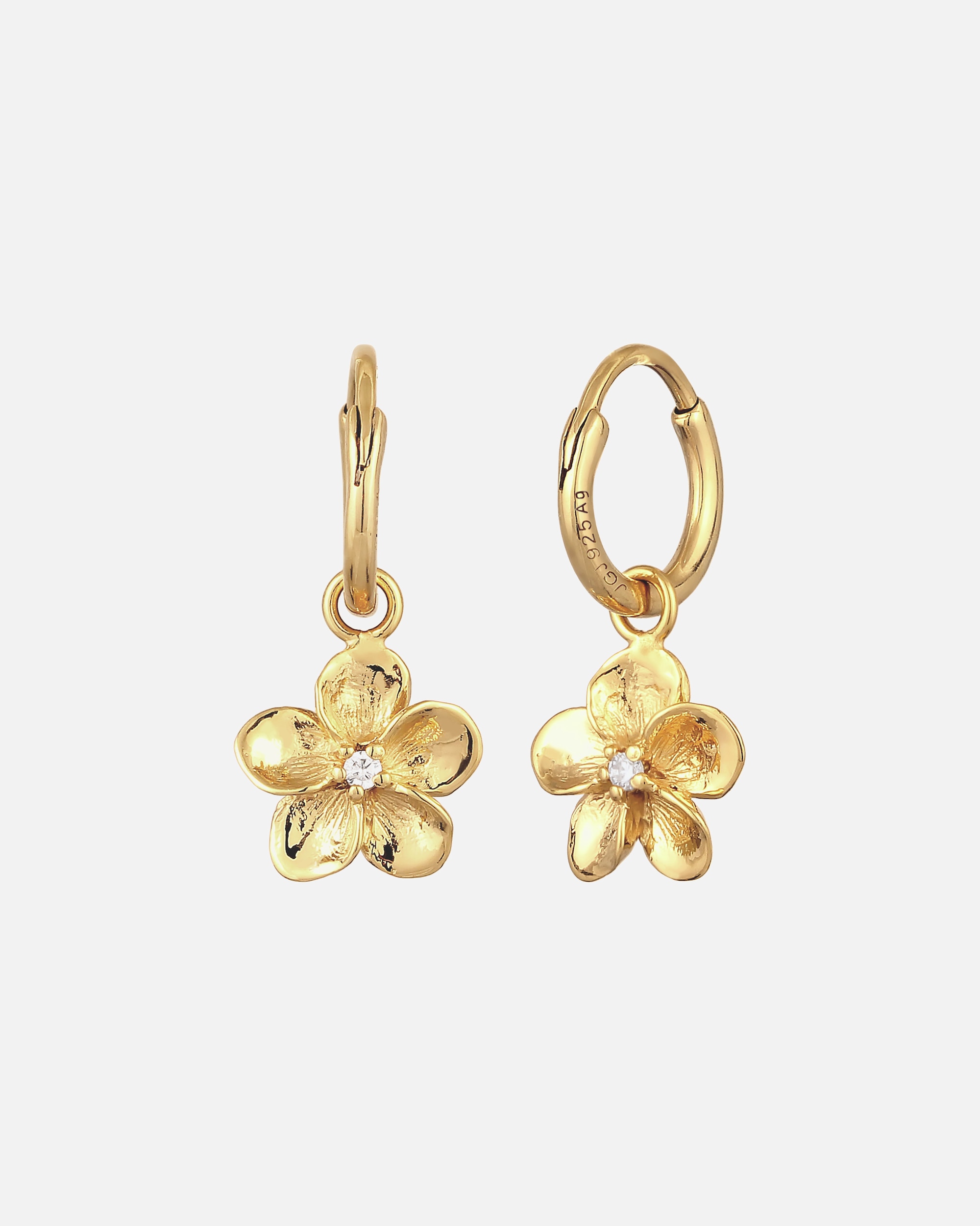 Boucles d'oreilles pour Femme Elli Créole Frangipani Zirconia Blanc 925 Sterling Silver goldfarben