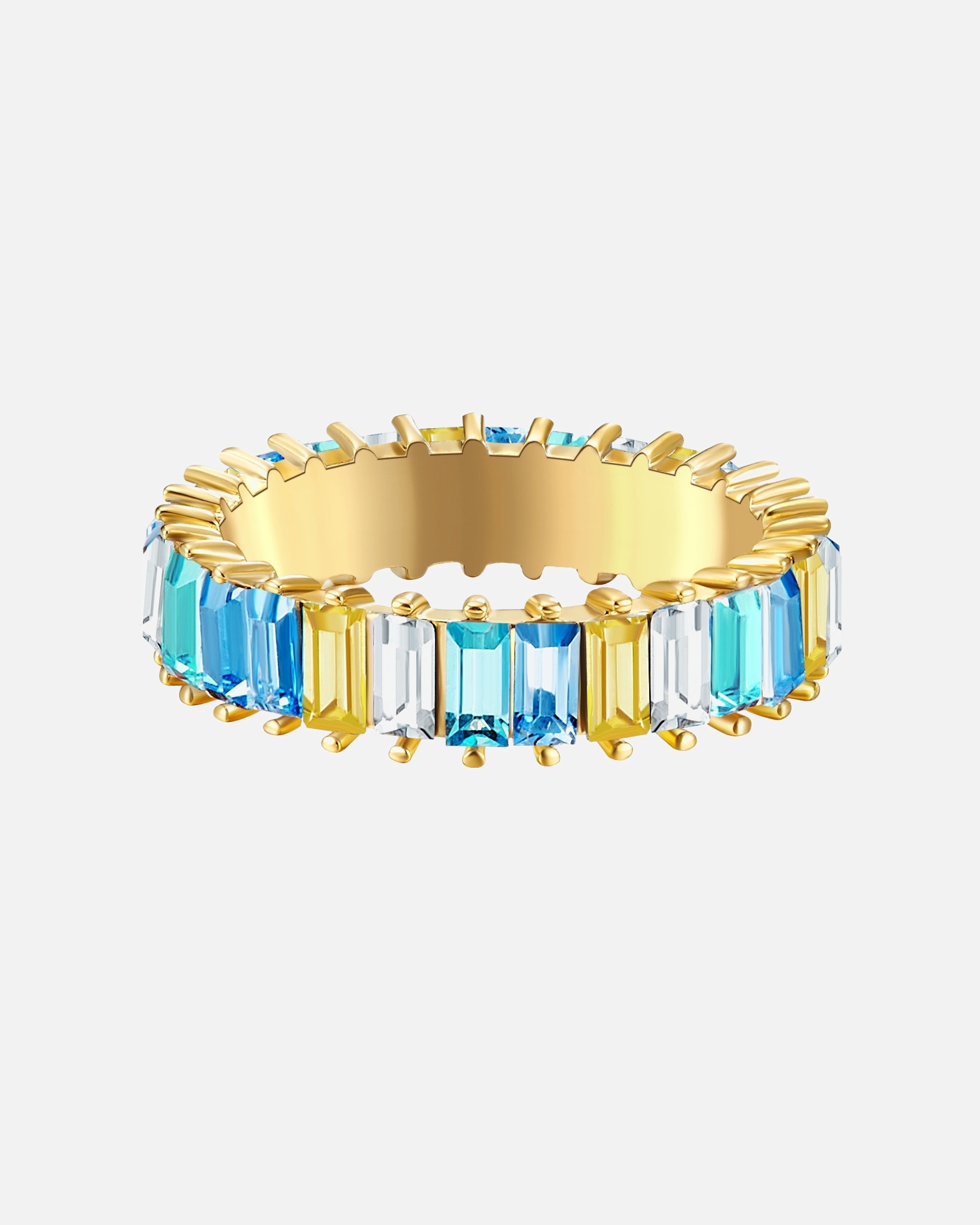 Bague pour Femme Yokoamii Bague tendance Métal Verre Cristal en Or jaune 60