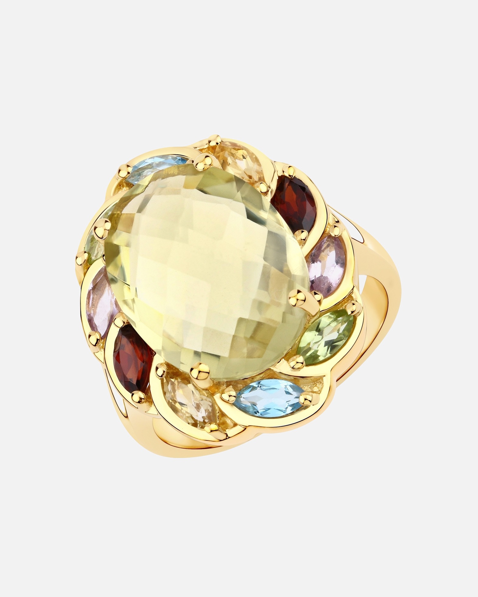 Bague pour Femme Rafaela Donata Bague Argent sterling Quartz citron en Or jaune 58