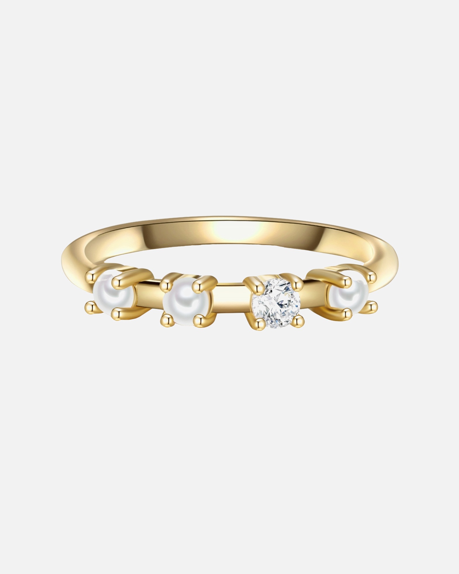 Bague pour Femme Glanzstücke München Bague en argent Argent sterling Oxyde de zirconium (CZ) Perle de culture d'eau douce en Or jaune 48