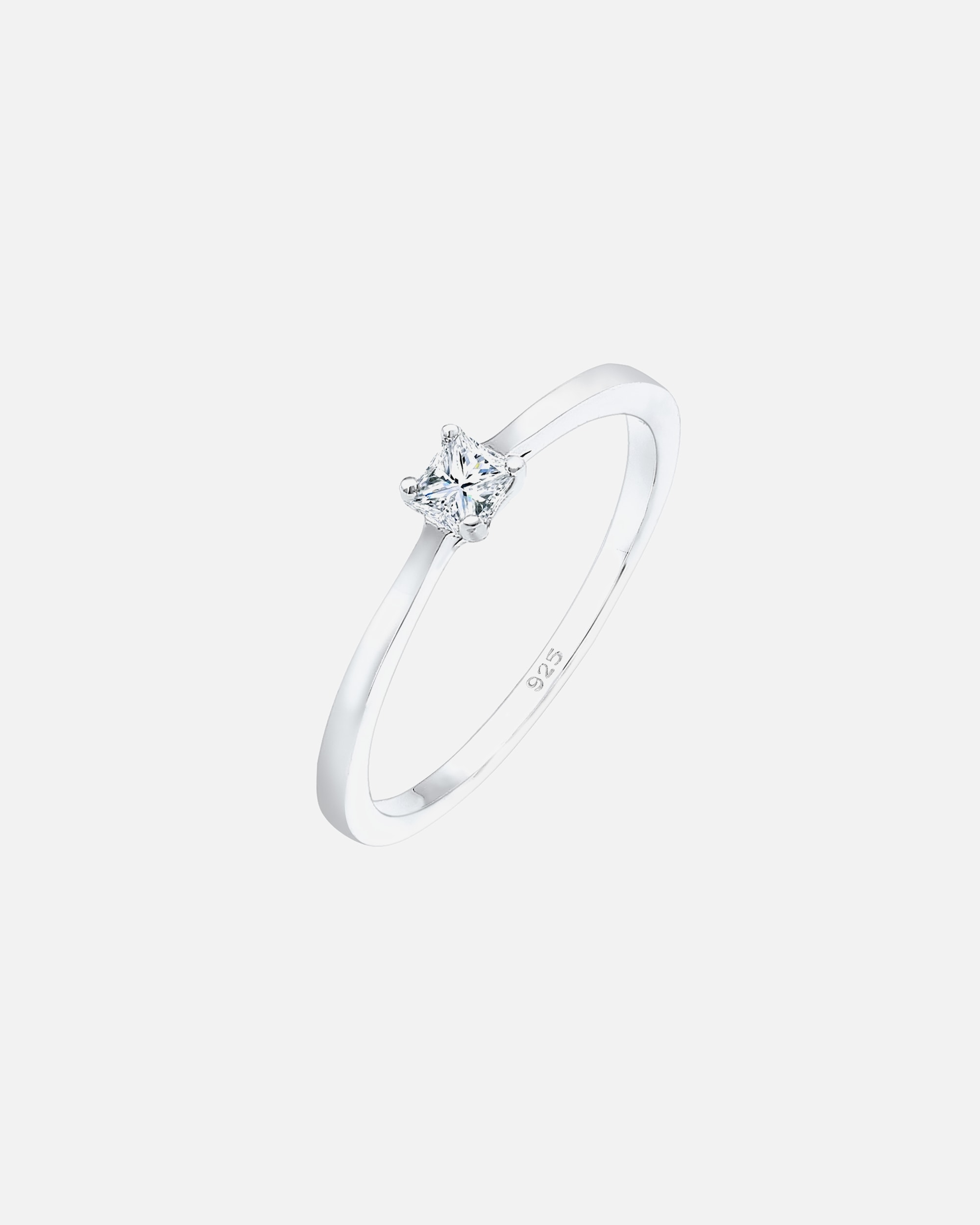 Bague pour Femme Princess Cut Fiançailles Diamant 0.1 ct. Argent 925 56