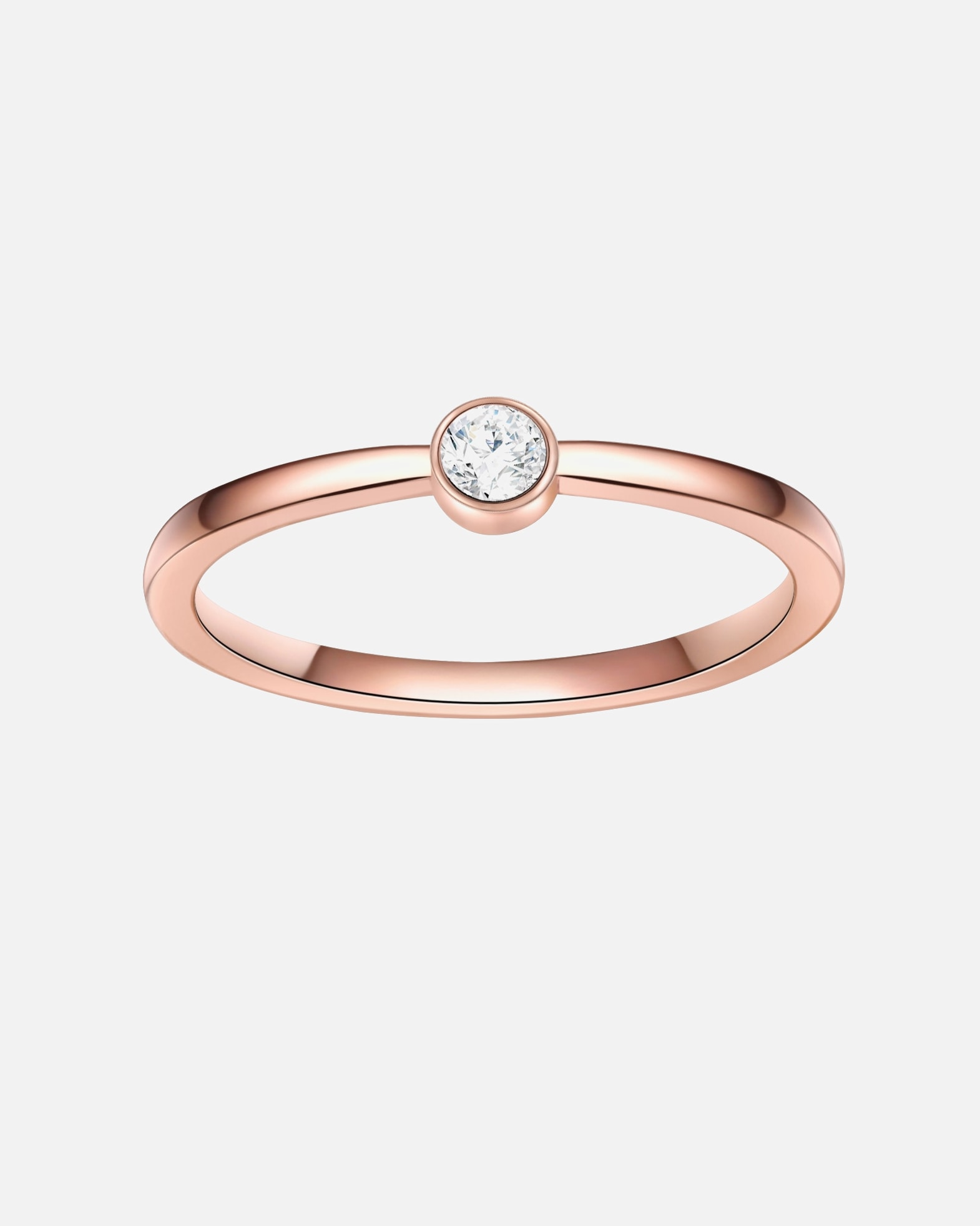 Bague pour Femme Eastside Bague en acier inoxydé Acier inoxydable Oxyde de zirconium (CZ) en Or rose 50