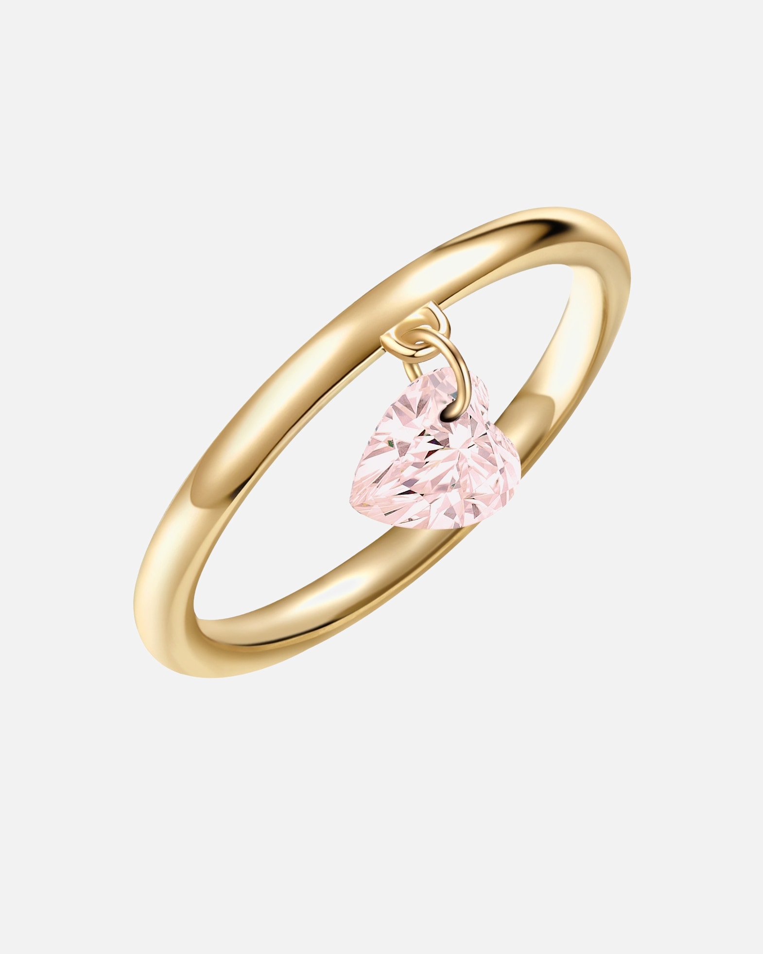 Bague pour Femme Glanzstücke München Bague Coeur Argent sterling Quartz rose en Or jaune 52