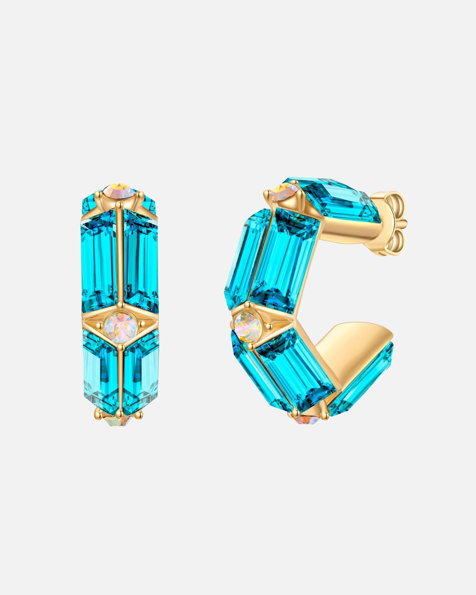 Créoles pour Femme Yokoamii Créoles en alliage de métal doré avec cristal de verre 16,8 mm
