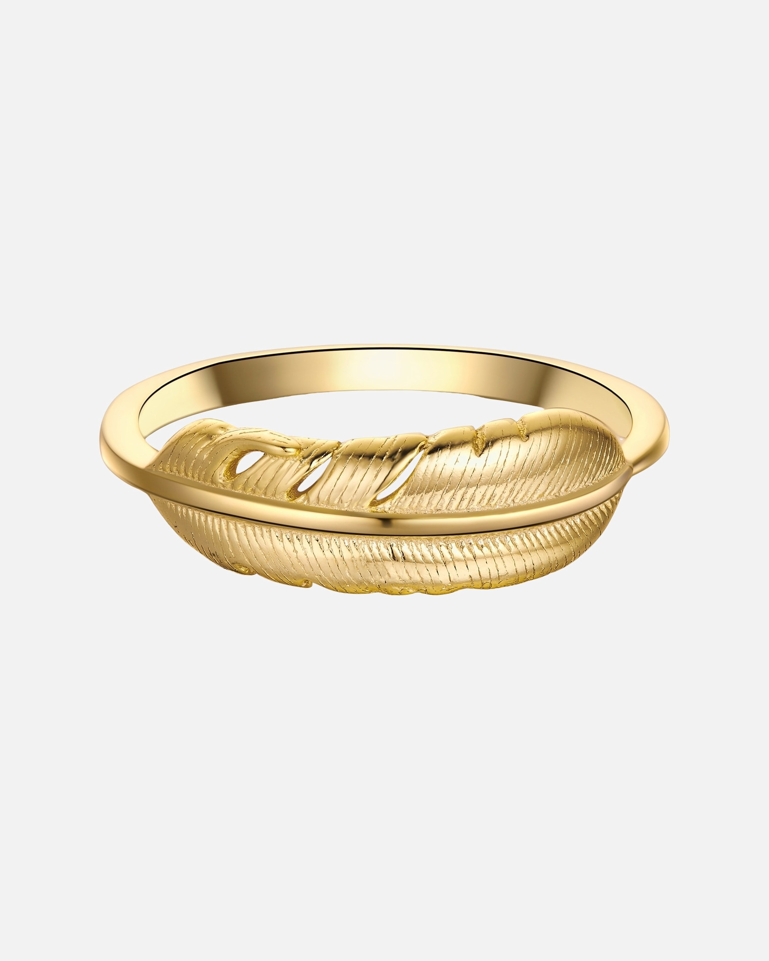 Bague pour Femme Bague Plume en Argent sterling en Or jaune 56