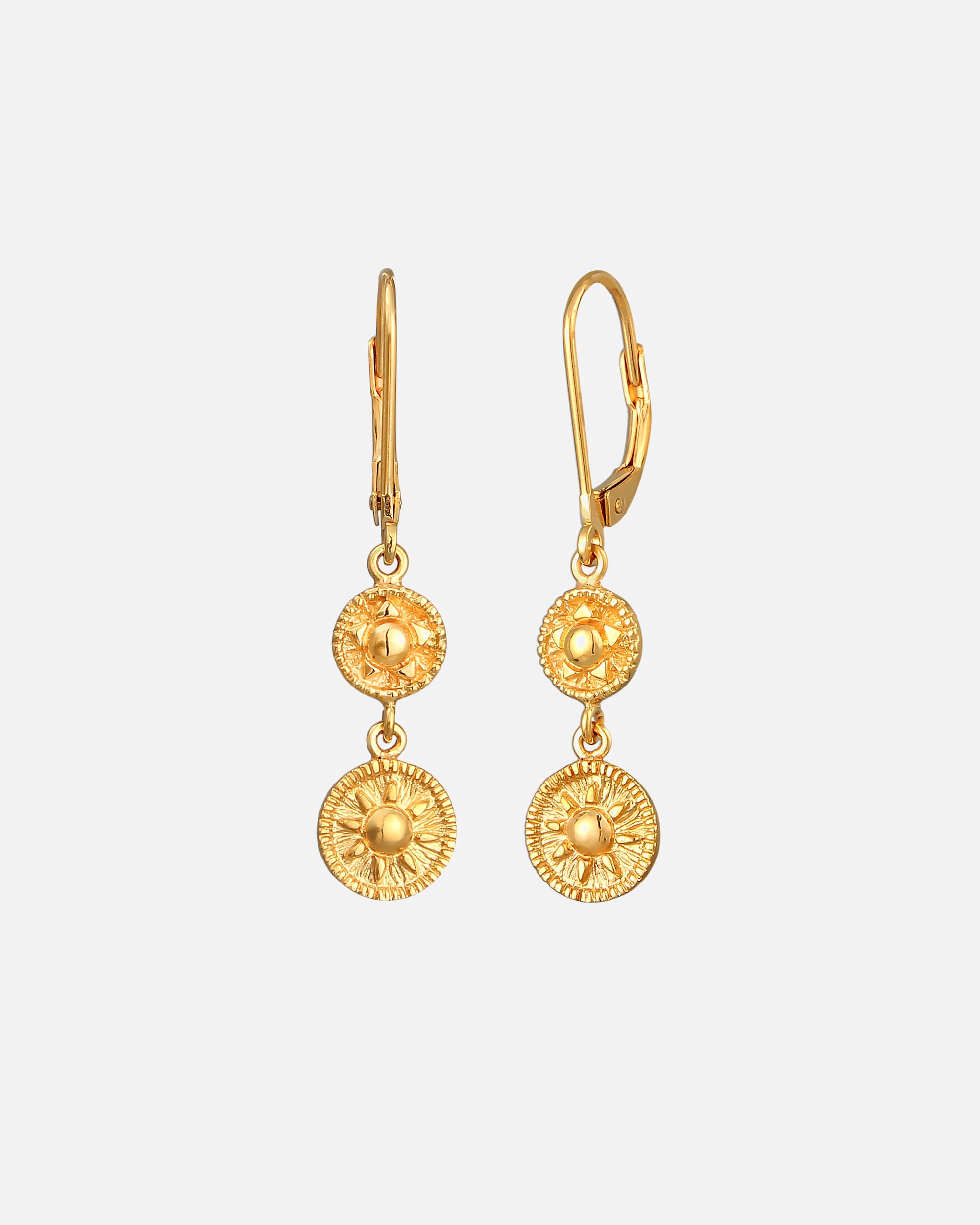 Boucles d'oreilles pour Femme Elli Femmes pendentif d'oreilles monnaie soleil antique en argent sterling 925 plaqué or goldfarben