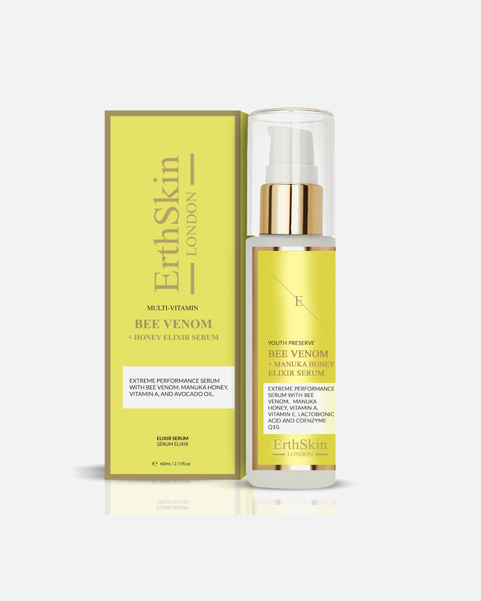Sérum hydratant pour Femme ErthSkin London Sérum élixir au venin d'abeille + miel de Manuka 1 pièce