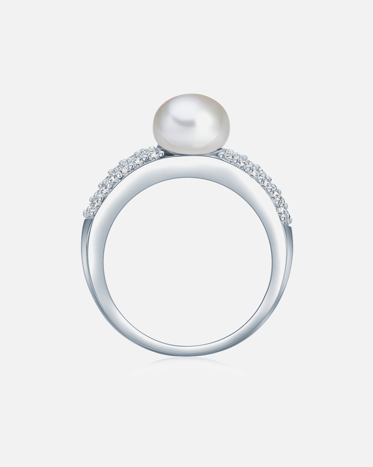 Bague pour Femme Valero Pearls Bague Argent sterling Oxyde de zirconium (CZ) Perle de culture d'eau douce en Argent 52