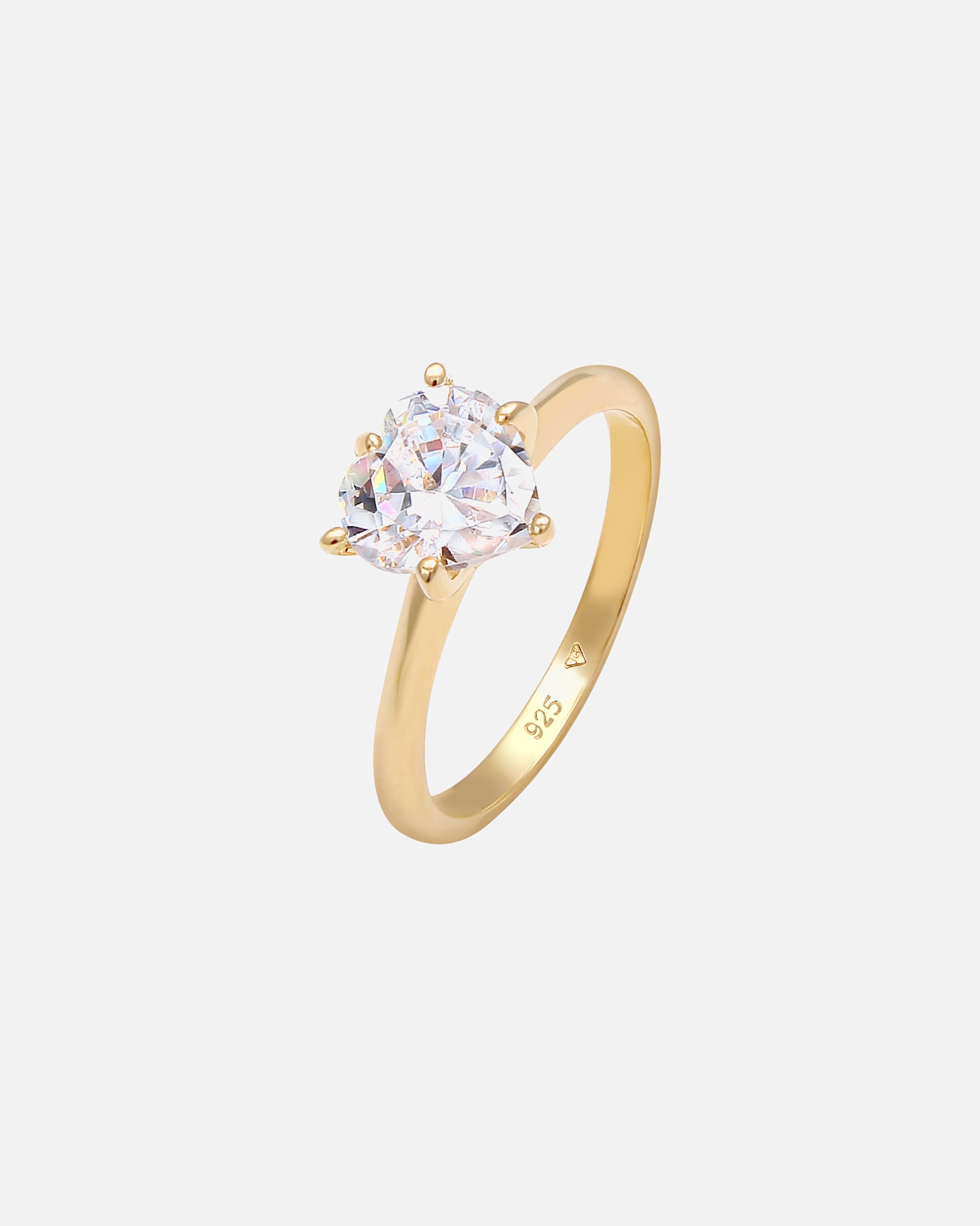 Bague pour Femme Elli Femmes Coeur Solitaire Fiançailles Amour avec Cristal de Zirconium en Argent Sterling 925 54