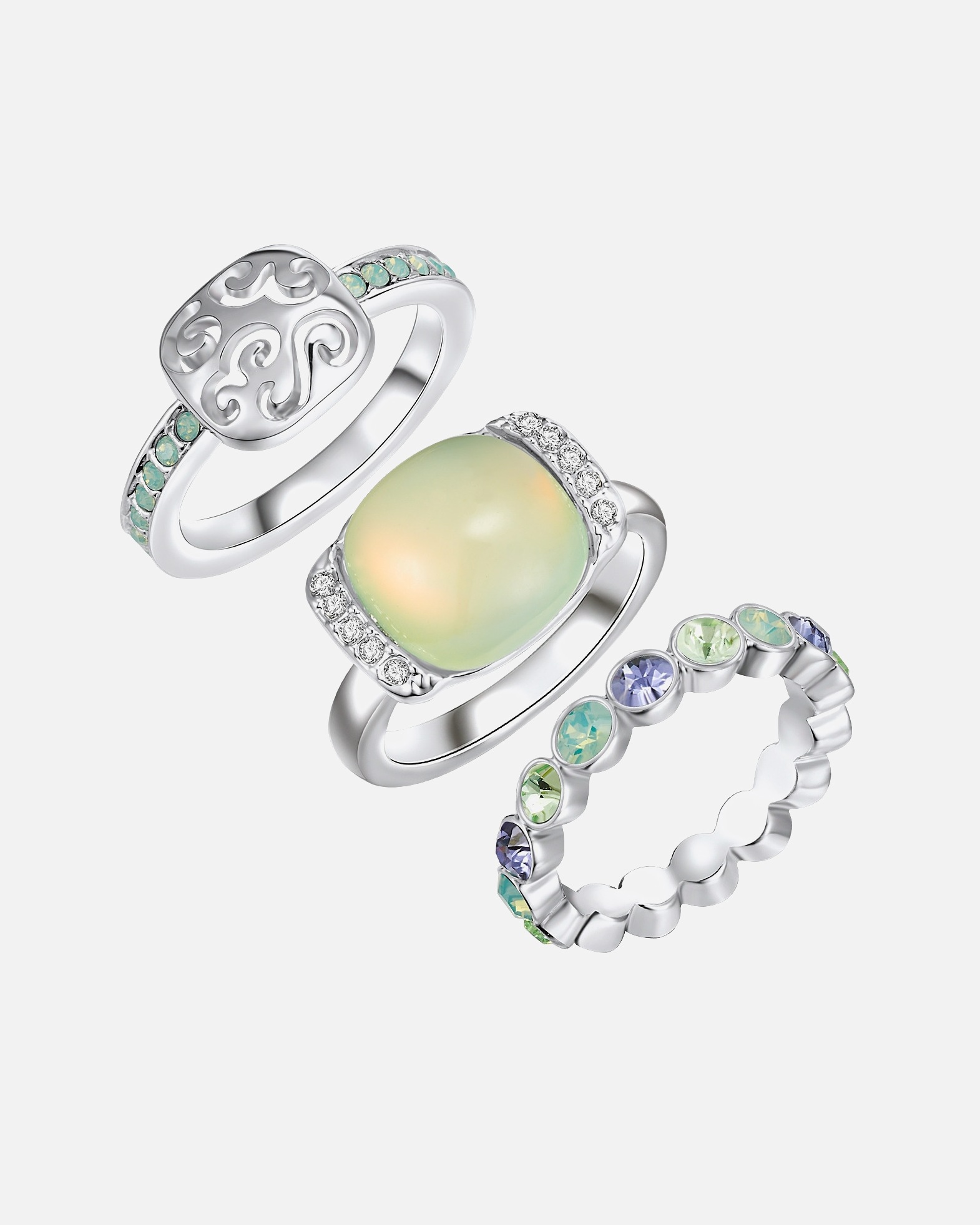 Bague pour Femme Ensemble (3 bagues) en Alliage de fer en Argent 50