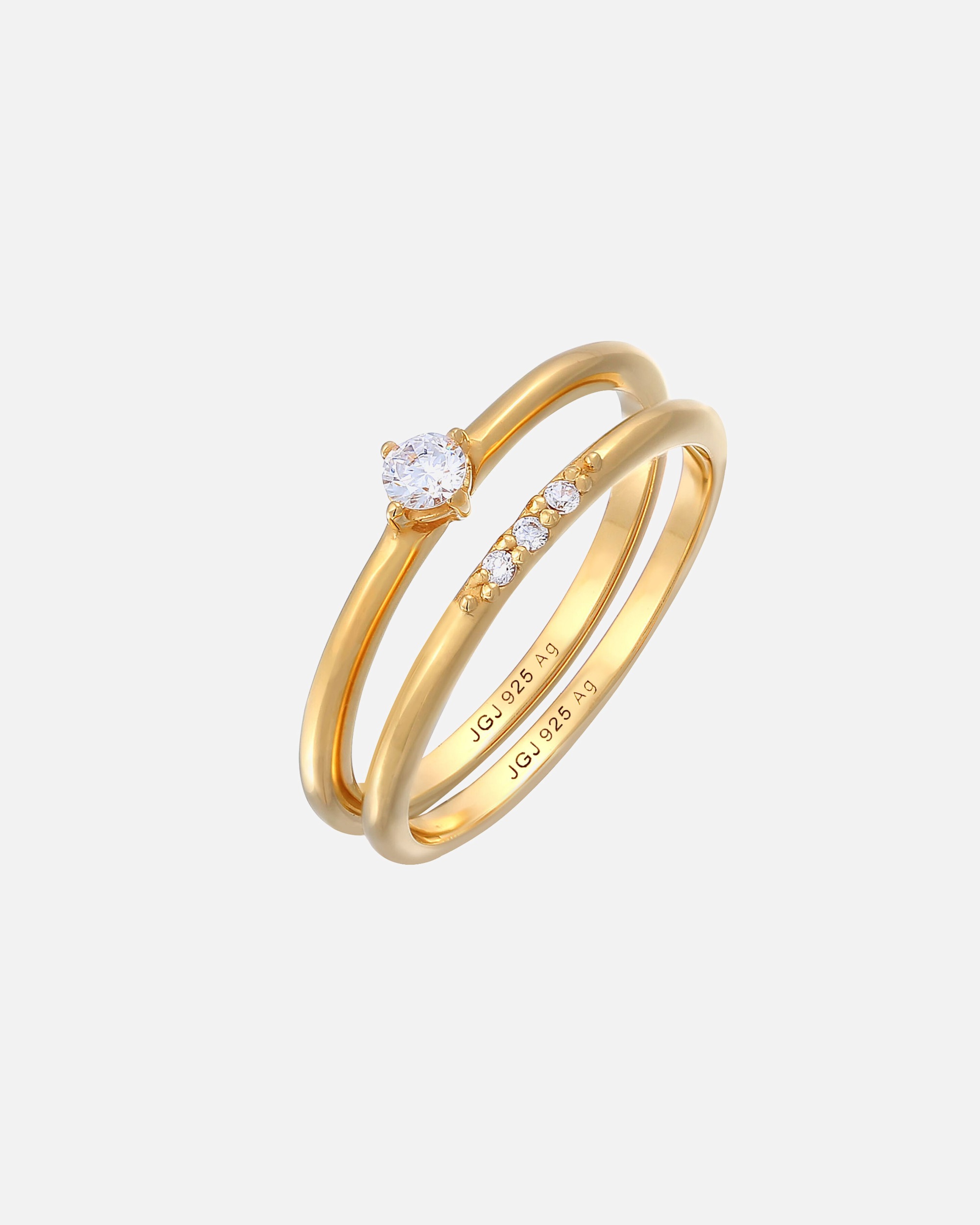 Bague pour Femme Elli Femmes Set de bagues empilées Solitaire avec des cristaux de zirconium en argent sterling 925 50