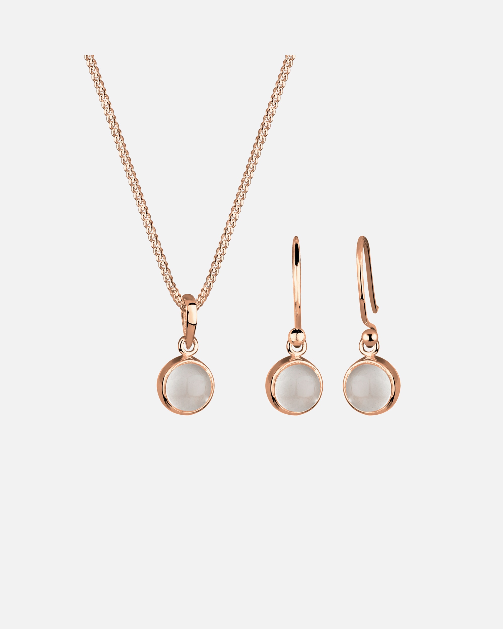 Bijoux pour Femme Elli Femmes pendentif pierre de lune pendentif d'oreilles set en argent sterling 925 plaqué or rosefarben